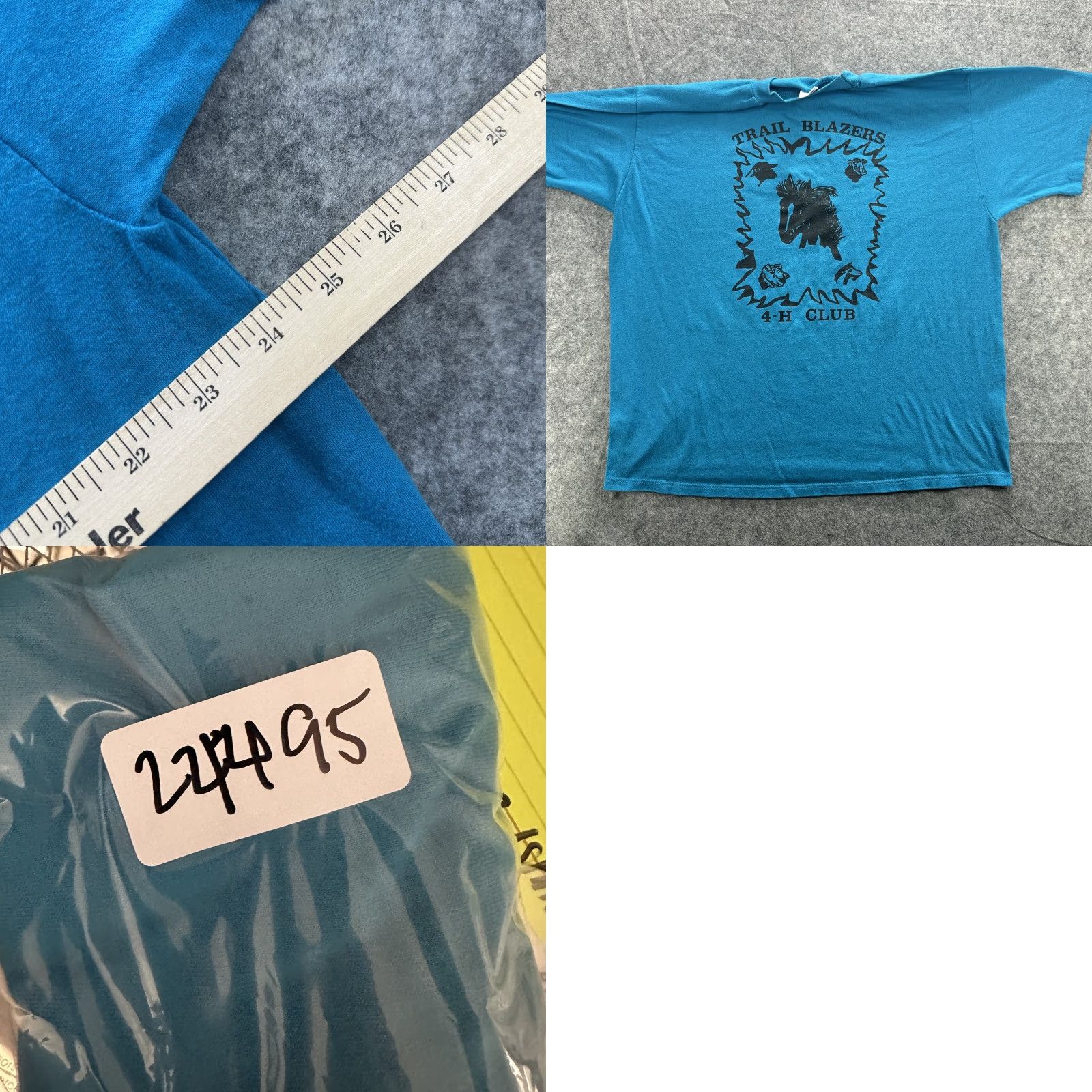 Jerzees VINTAGE Jerzees Trail Blazers 4-H Club Shirt Mens 2XL Blue Cotton Polyester Crew Neck Short Sleeve Graphic Print Horse 90s Tee Size US XXL / EU 58 / 5 - 9 Thumbnail