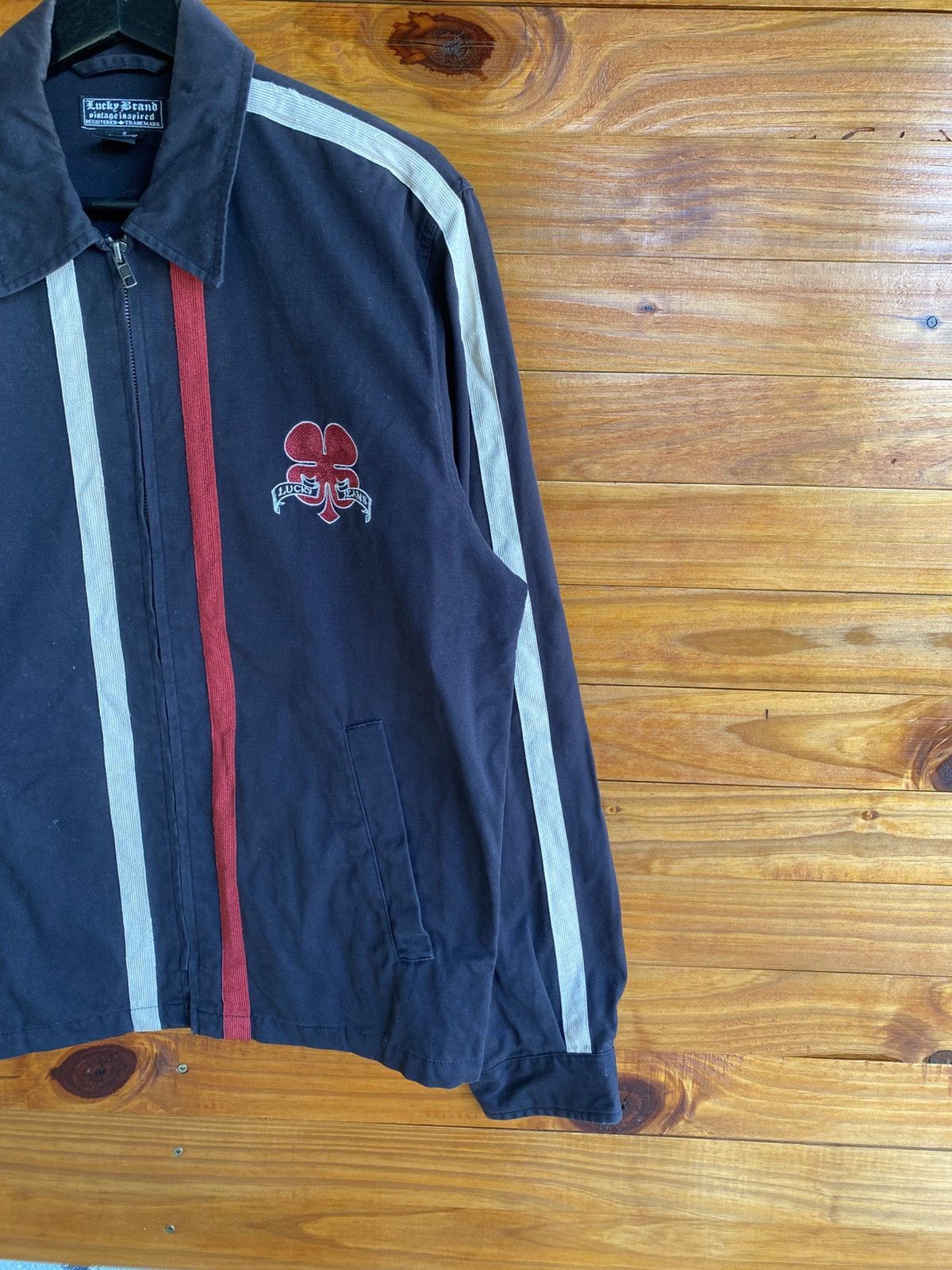 Lucky Brand Lucky Brand Black Cotton Jacket Red & White Racing Stripes Size US S / EU 44-46 / 1 - 6 Thumbnail