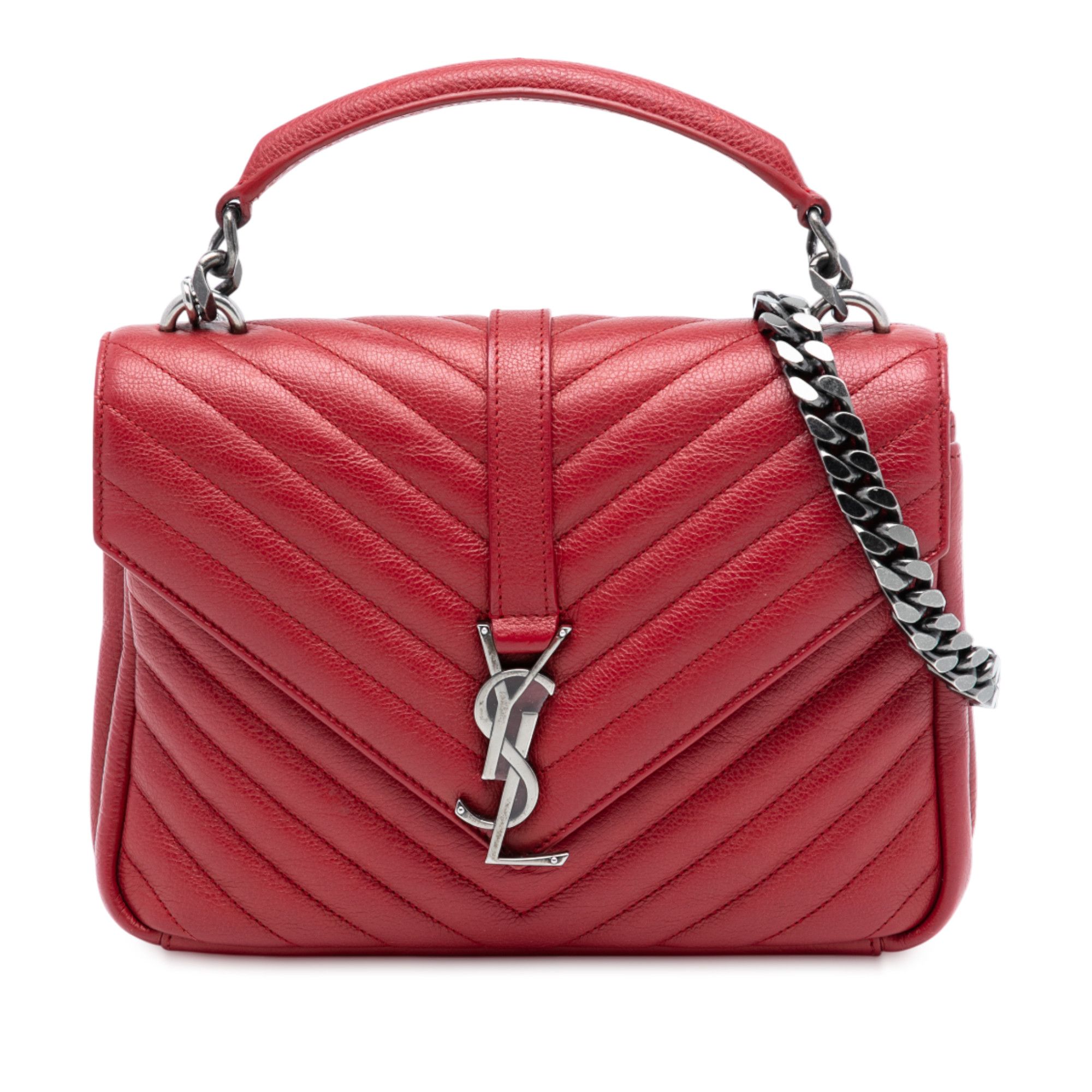 Yves Saint Laurent Yves Saint Laurent Medium Chevron Sheepskin Monogram College Satchel Size ONE SIZE - 1 Thumbnail