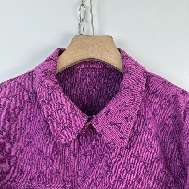 Louis Vuitton Louis Vuitton Purple denim jacket with full logo jacket 250 Size US L / EU 52-54 / 3 - 3 Thumbnail