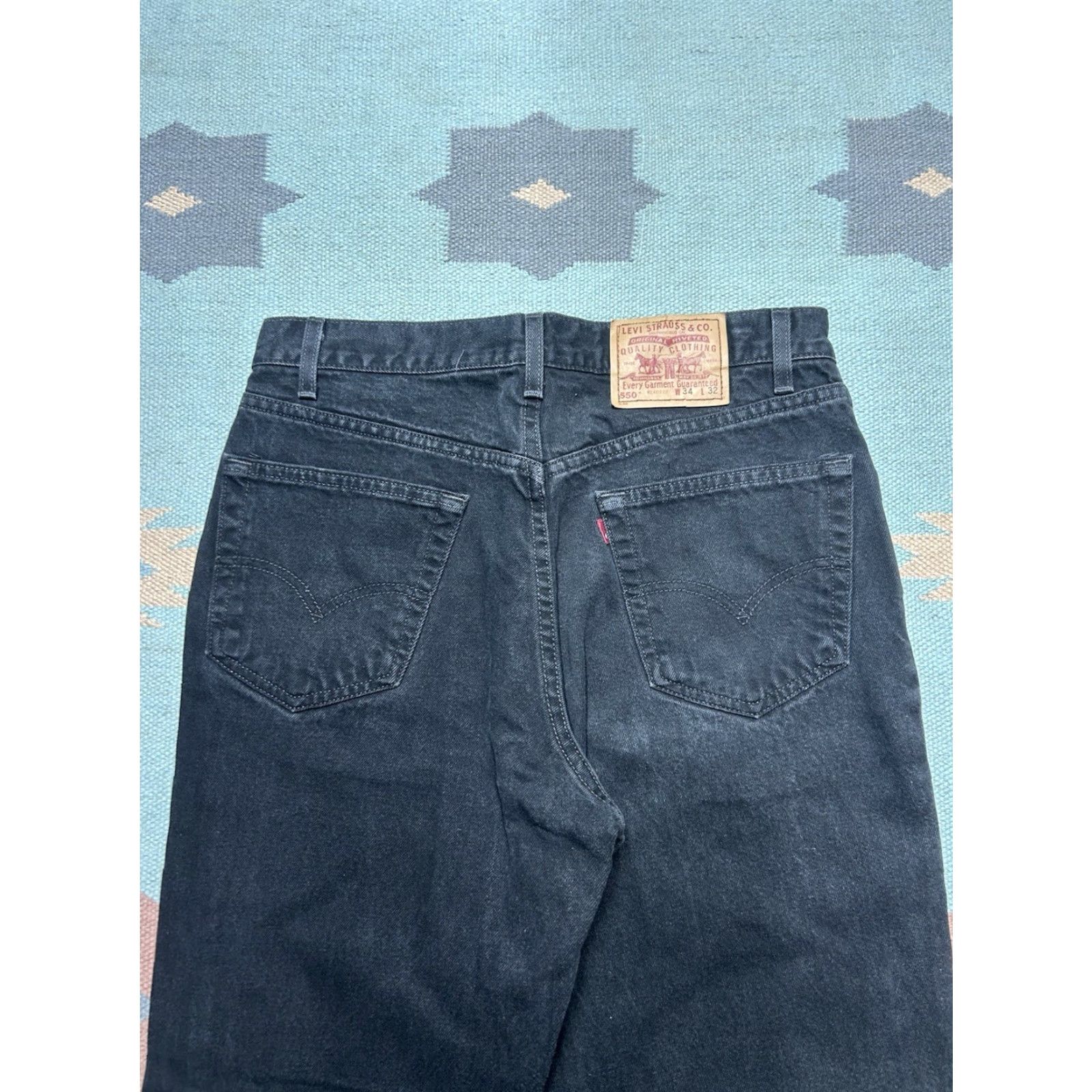 Levi's VINTAGE Levi’s 550 Jeans Relaxed Straight Black USA 32x31 Mens Jeans Size US 32 / EU 48 - 3 Thumbnail