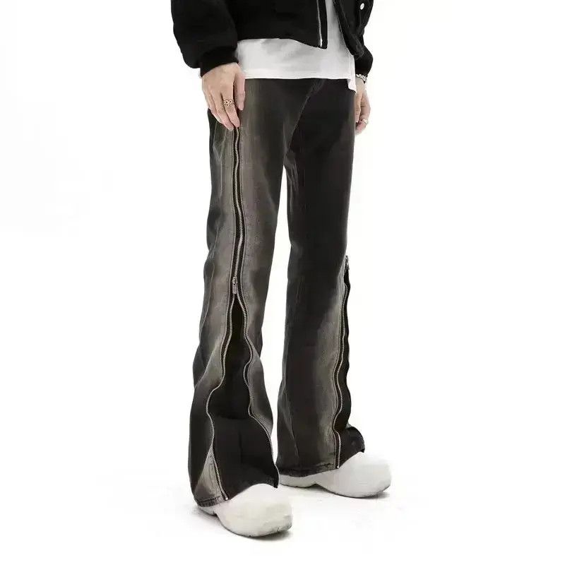 Japanese Brand Split Zipper Baggy Flare Men Jeans Size US 32 / EU 48 - 6 Thumbnail