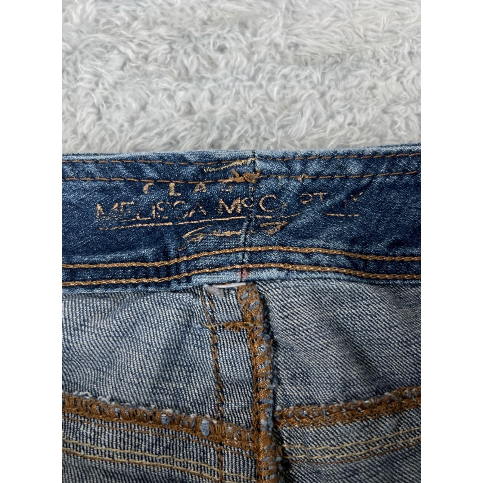 Vintage Vintage Seven7 Women’s Blue Denim Straight Leg Jeans 33x30 Low Rise Cotton Blend Size 24" / US 00 / IT 34 - 6 Thumbnail