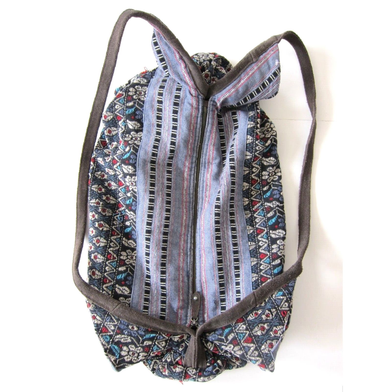 Vintage VINTAGE American Eagle Outfitter Cotton Embroidered Floral Leather Duffel Backpack Purse Size ONE SIZE - 2 Thumbnail