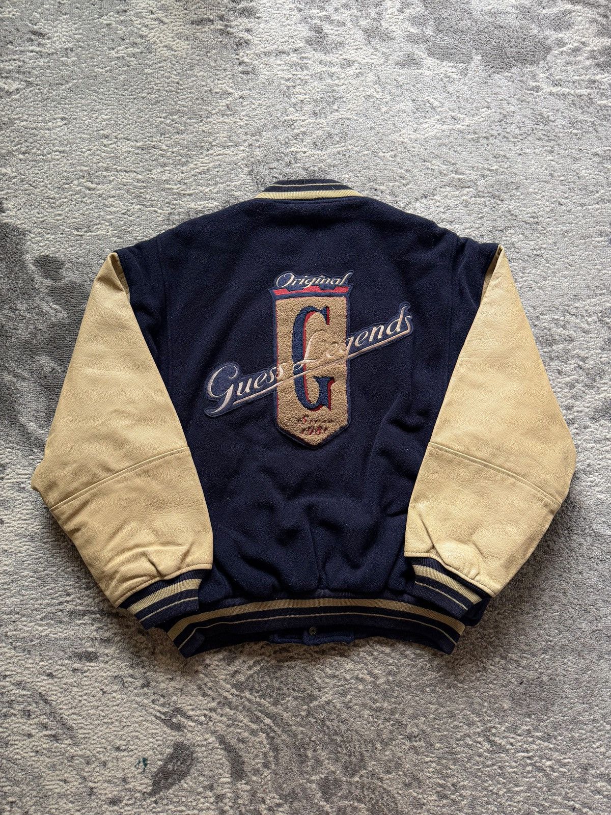 Guess 80’s Vtg Guess Leather Wol Varsity Size US L / EU 52-54 / 3 - 1 Thumbnail