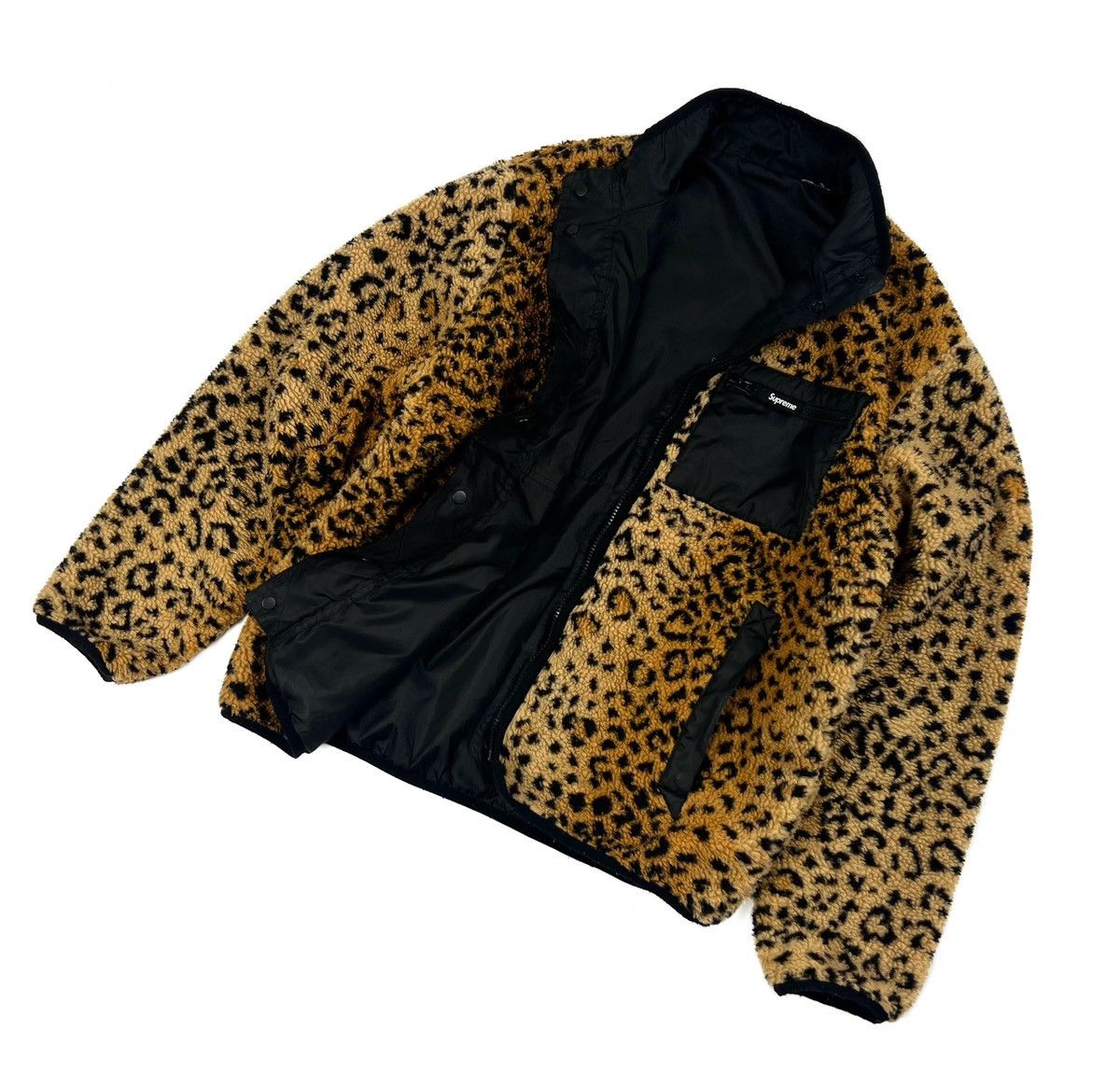 Supreme leopard fleece jacket on sale