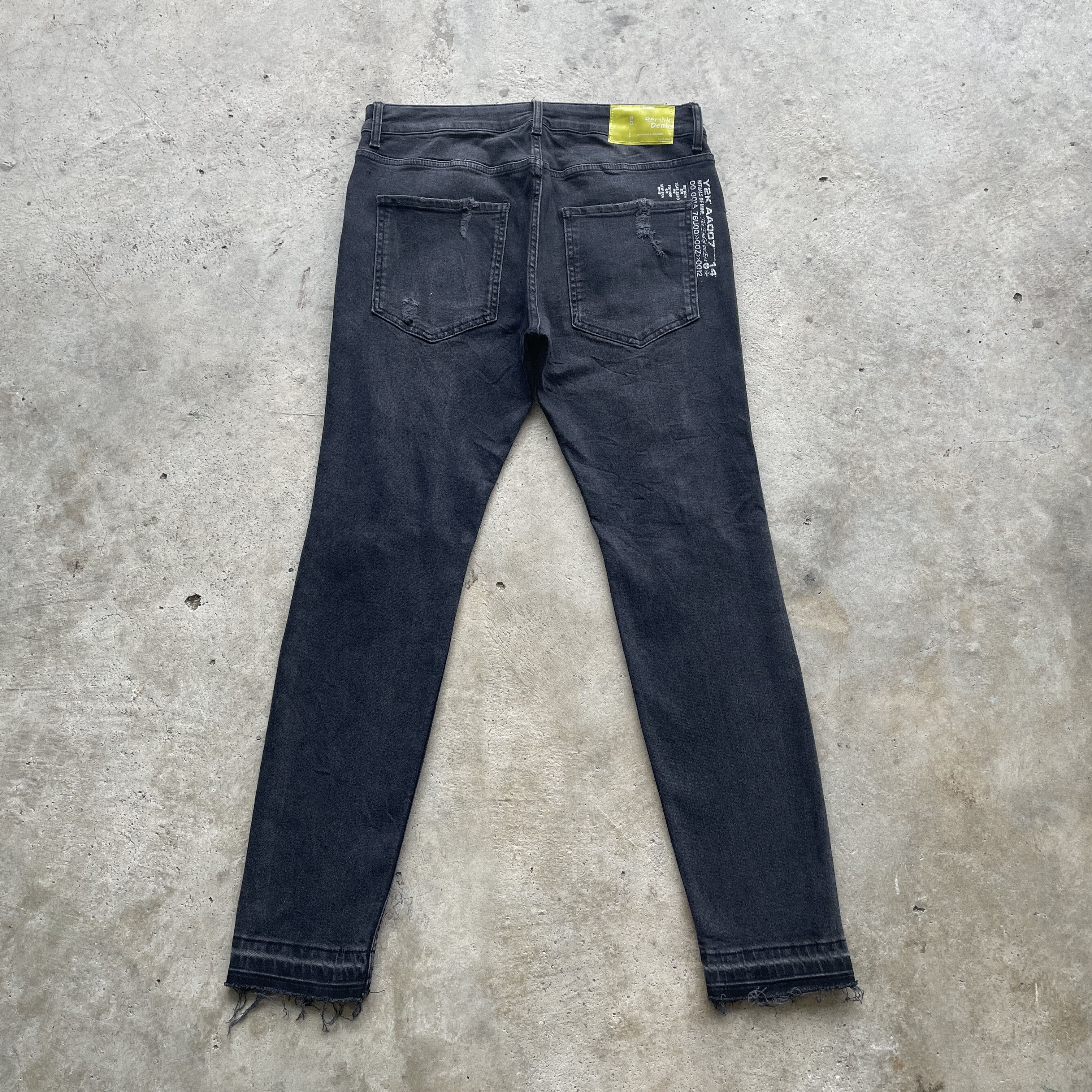 Japanese Brand W32 VINTAGE BERSHKA LIKE AMIRI JEANS BLACK DISTRESSED PANTS Size US 35 - 11 Thumbnail