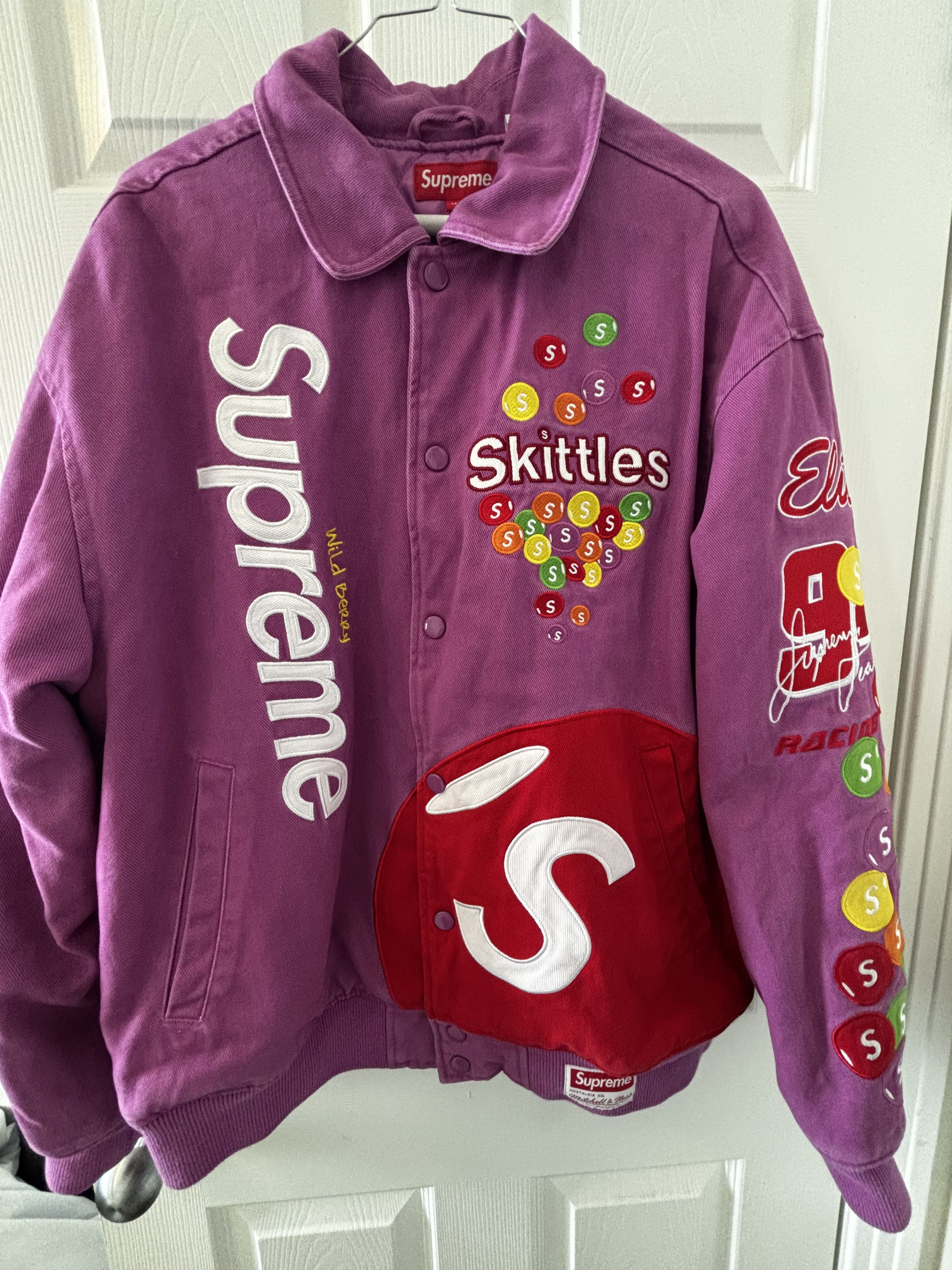 Mitchell & Ness × Supreme Supreme x Skittles x Mitchell & Ness Varsity Jacket (Purple) Size US M / EU 48-50 / 2 - 2 Thumbnail