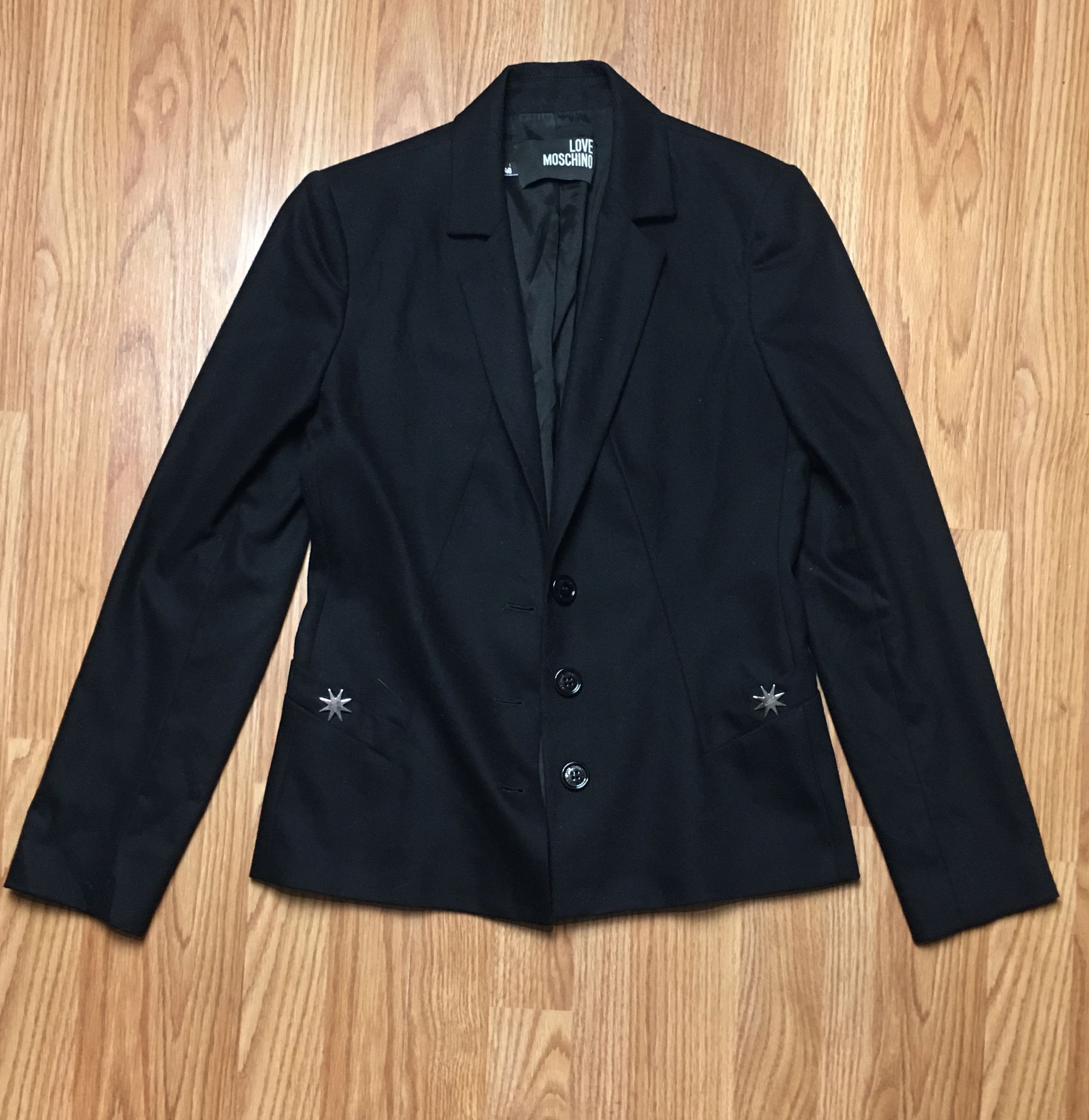 Moschino Love Moschino Octagram Black Wool Blazer Jacket IT40 US 4 Size S / US 4 / IT 40 - 5 Thumbnail