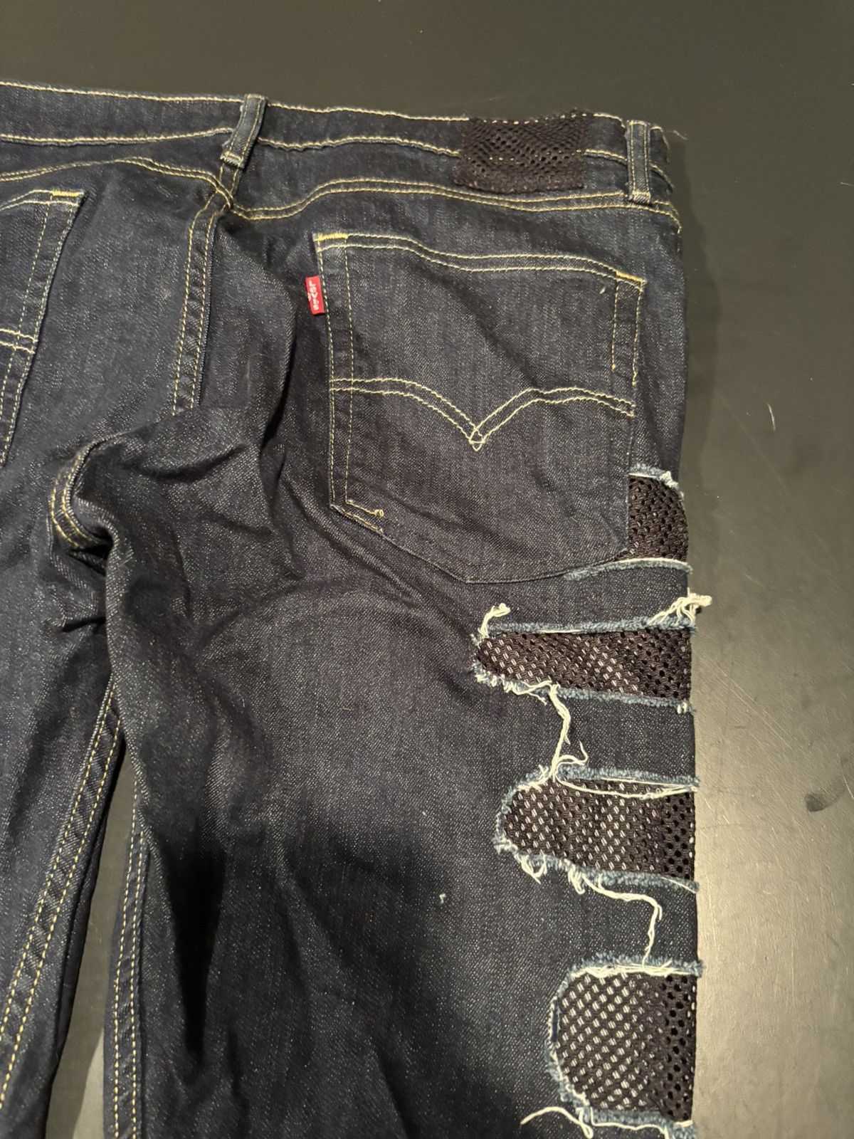 Other Custom Distressed Patchwork Double Knee Dark Blue Denim Size US 32 / EU 48 - 5 Thumbnail