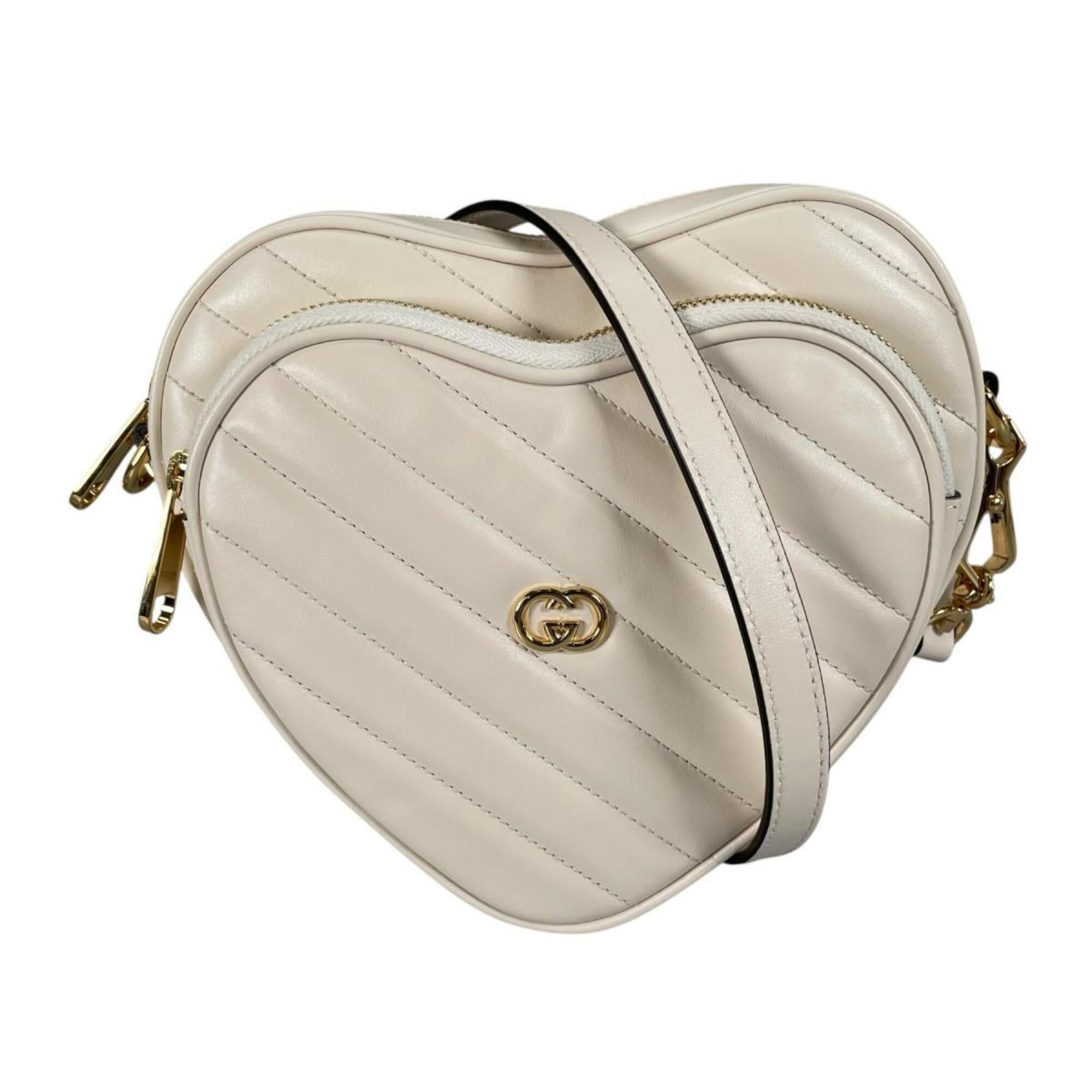 Gucci Gucci shoulder bag, heart chain, interlocking G design, leather, 751628, white. Size ONE SIZE - 1 Thumbnail