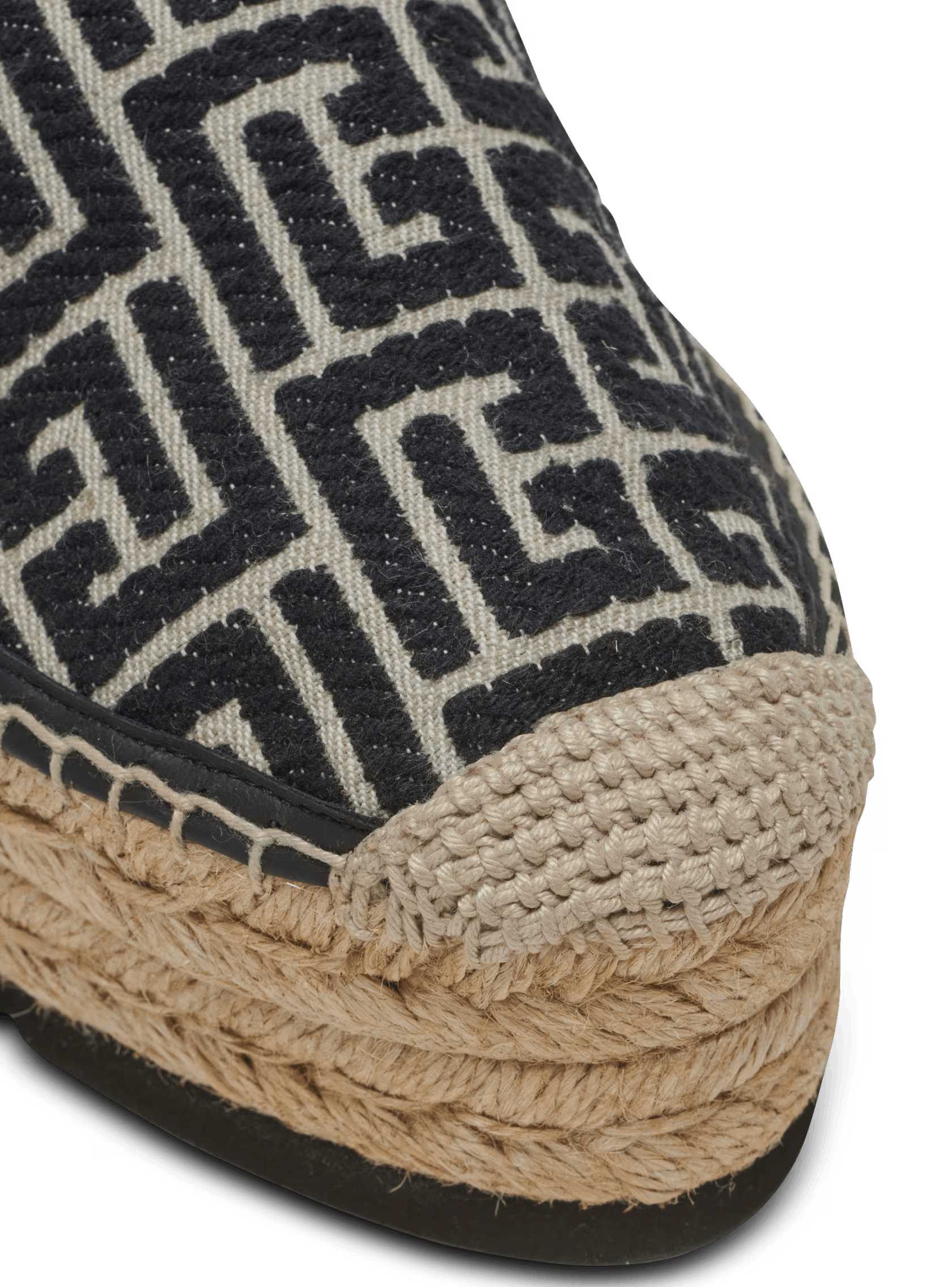 Balmain o1s1wg110325 Jacquard Monogram Alex Espadrilles Ivory Black Size US 11 / EU 44 - 5 Thumbnail