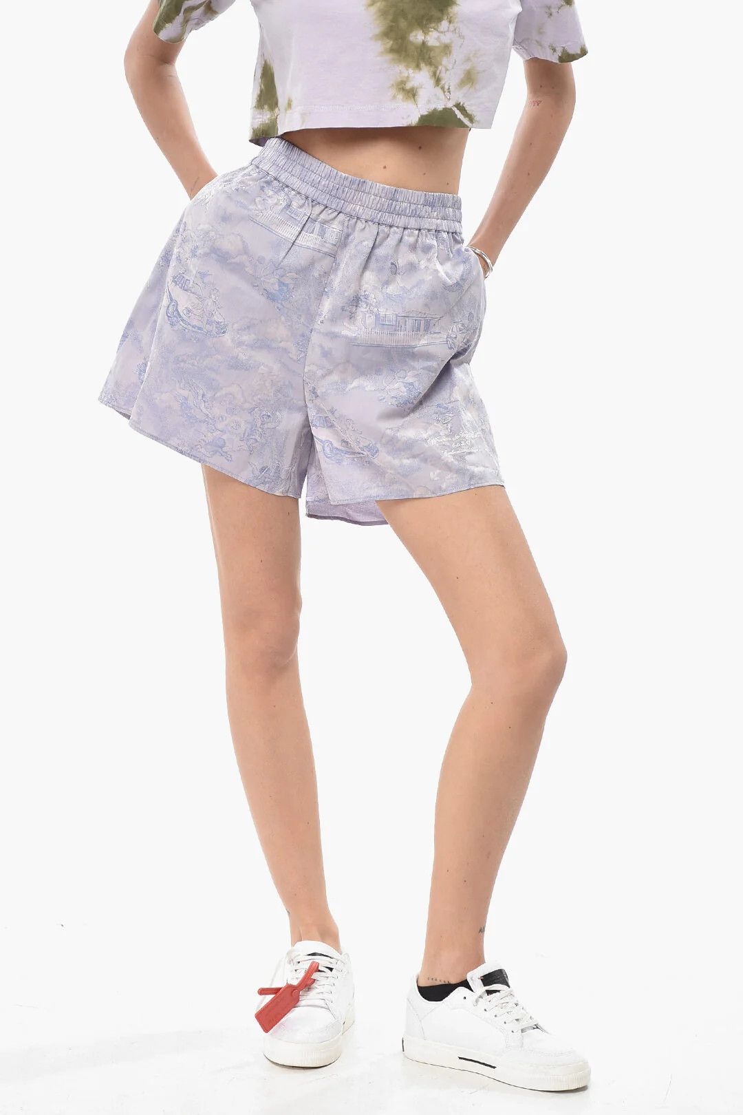 Off-White og1mm0426 Cotton Jacquard Short in Purple Size 28" / US 6 / IT 42 - 1 Thumbnail