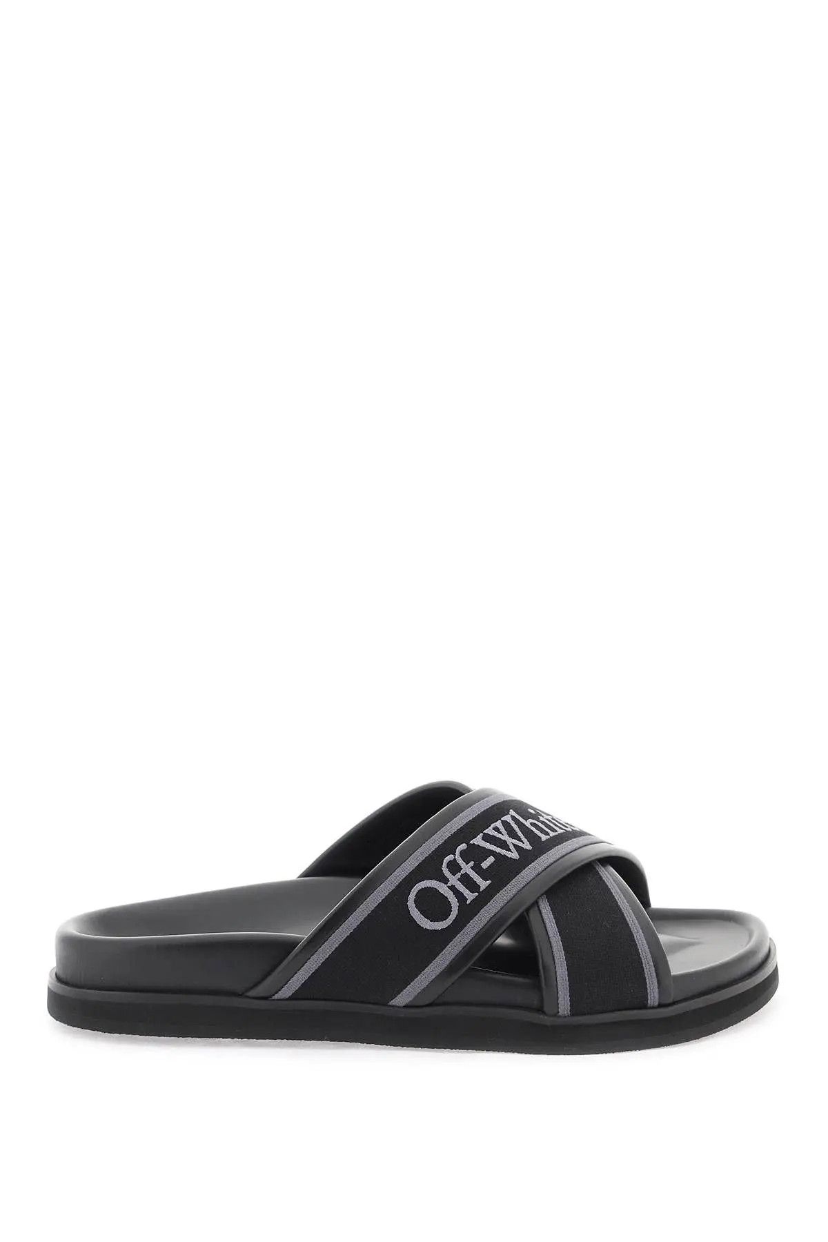 image of Off White O1S22I1N0324 Embroidered Logo Slides In Black, Men's (Size 7)