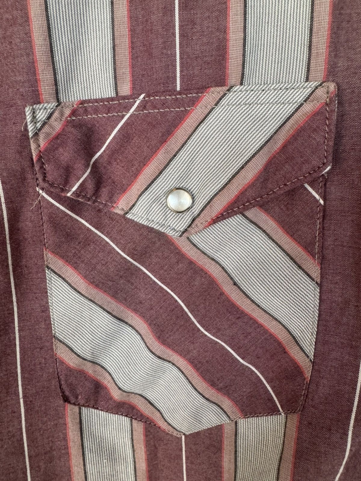 Vintage × Wrangler Vintage Wrangler Pearl Snap Western Shirt – Maroon & Gray Size US XL / EU 56 / 4 - 4 Thumbnail