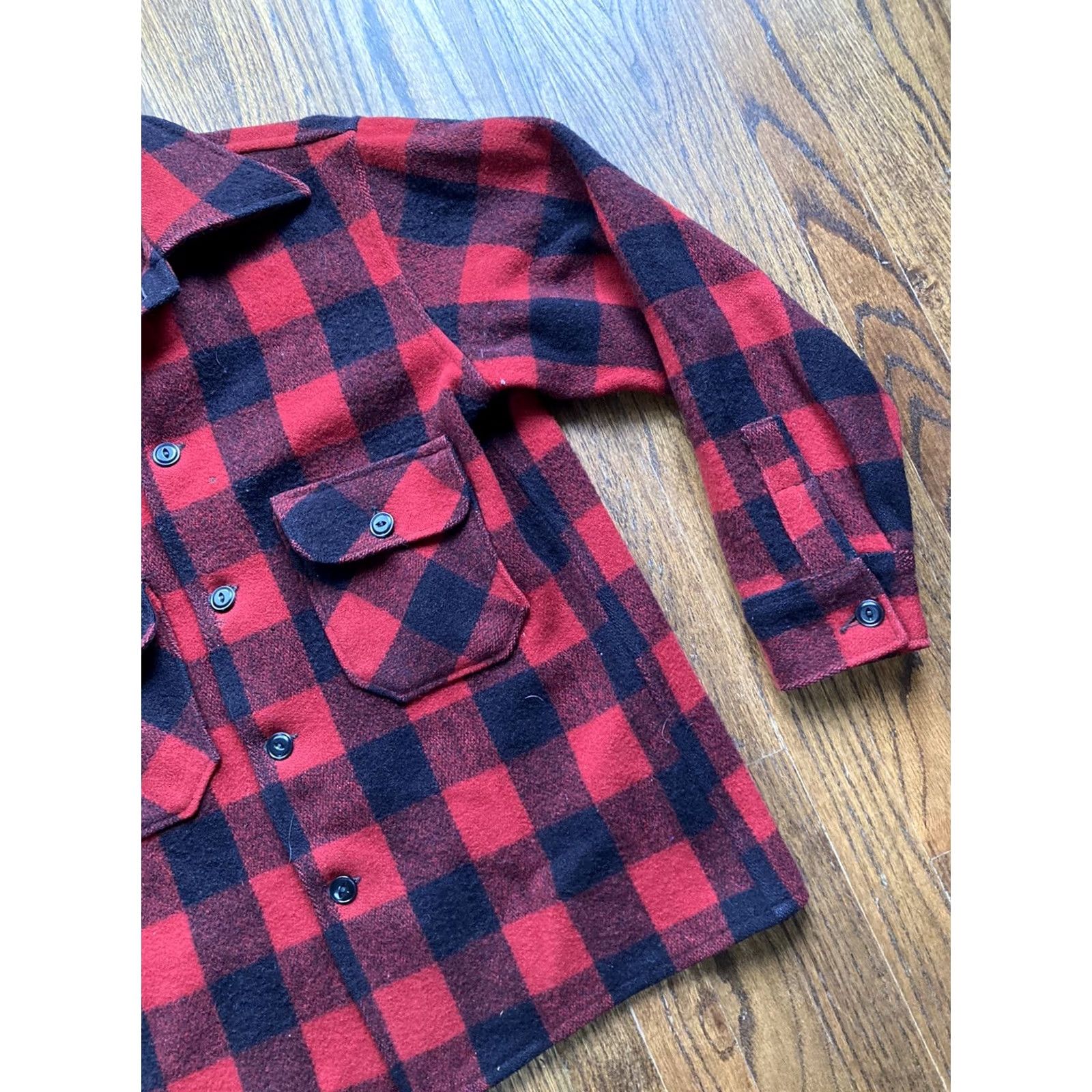 CO VINTAGE J.O. Ballard & Co Shirt Mackinaw Wool Buffalo Plaid Jacket Large L 1950s Buffalo Plaid Mens Wool Jacket Size US L / EU 52-54 / 3 - 3 Thumbnail