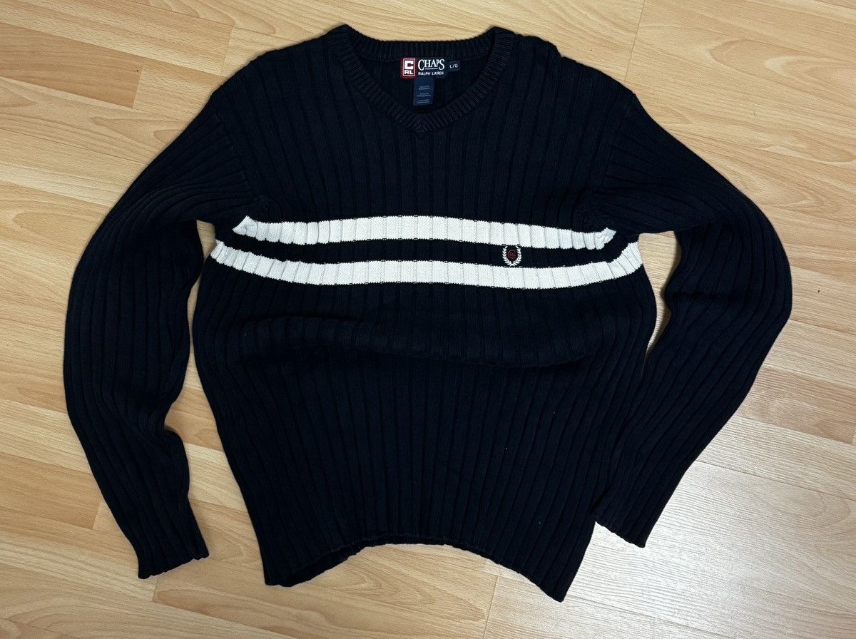 Chaps × Ralph Lauren Vintage White Striped Sweater Size US L / EU 52-54 / 3 - 1 Thumbnail