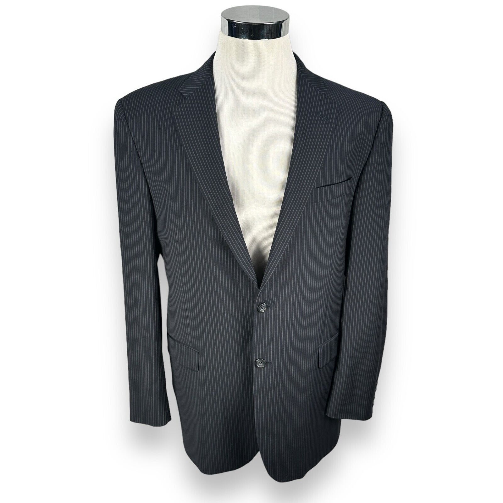 Burberry Burberry Blazer Jacket Men's 44L Navy Blue Pinstripe Lapel Size 44L - 1 Thumbnail