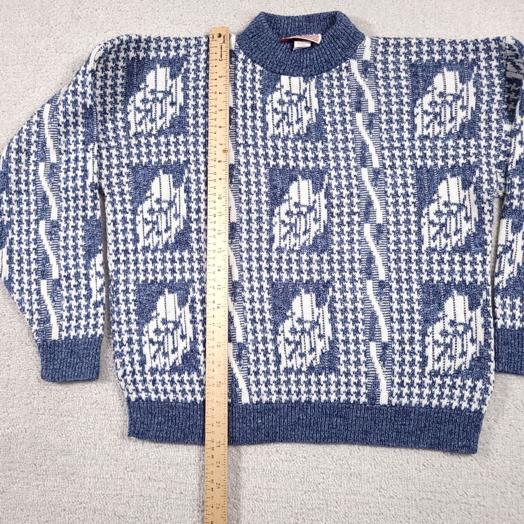 Vintage VINTAGE American Pride Sweater Women's L Blue White Leaf Knit Mock Neck 90s Pullover USA Size L / US 10 / IT 46 - 7 Thumbnail