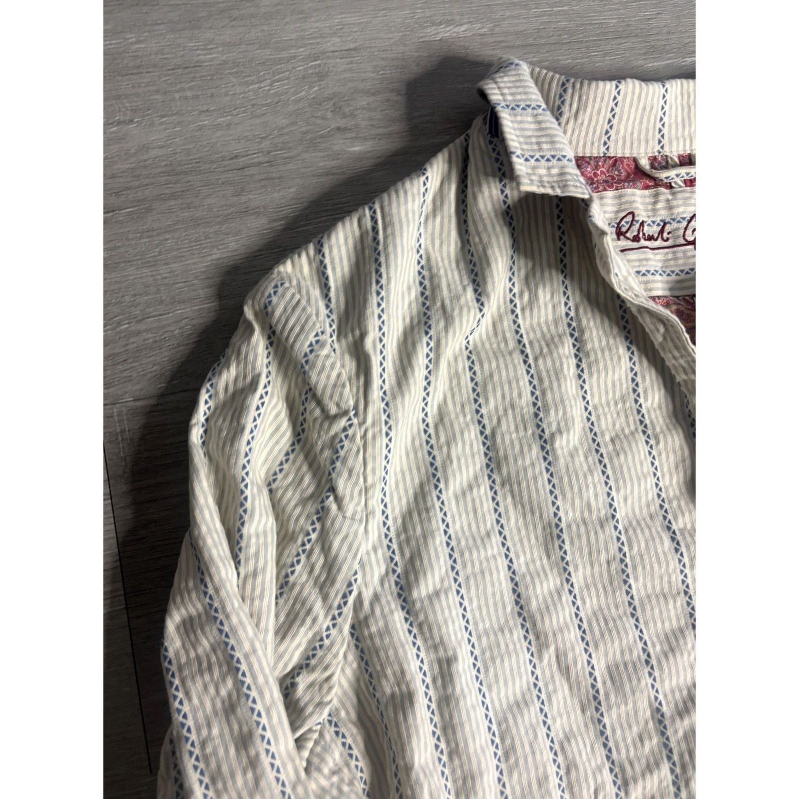 Robert Graham Robert Graham Blazer Sport Coat Mens Large White Striped Cotton Casual Jacket Size 42R - 2 Thumbnail