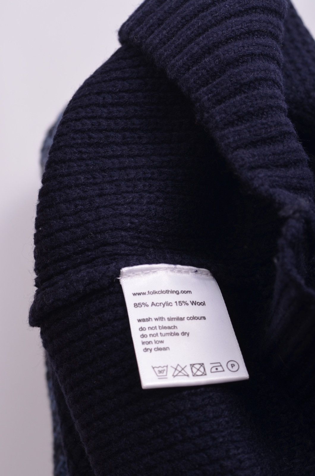 Folk Folk Design Crew Chek Knit Sweater Blue Acrylic Wool Size US L / EU 52-54 / 3 - 5 Thumbnail