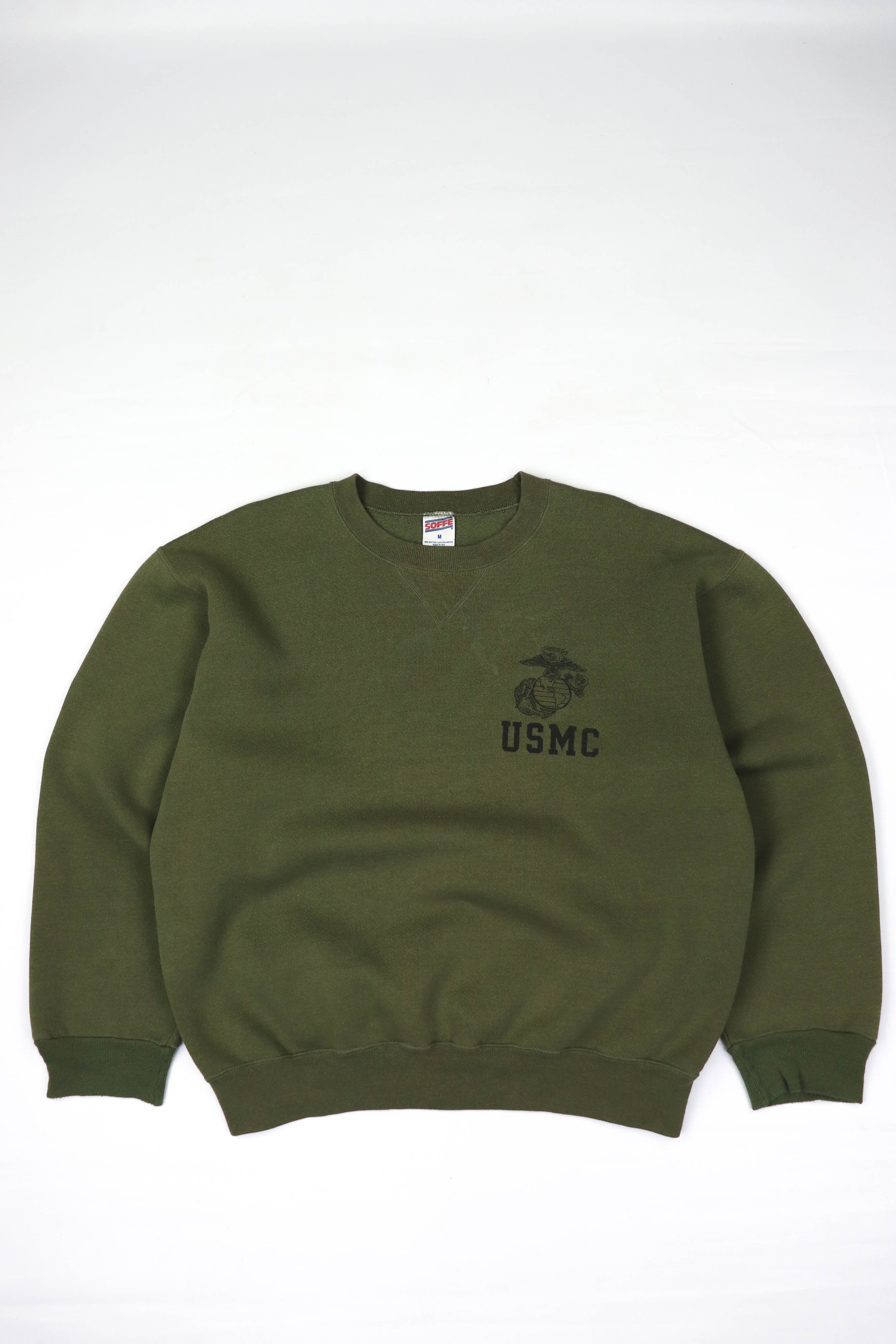 image of Vintage 90's Made In Usa Soffe Sun Faded Sweatshirt in Khaki Green, Men's (Size Medium)