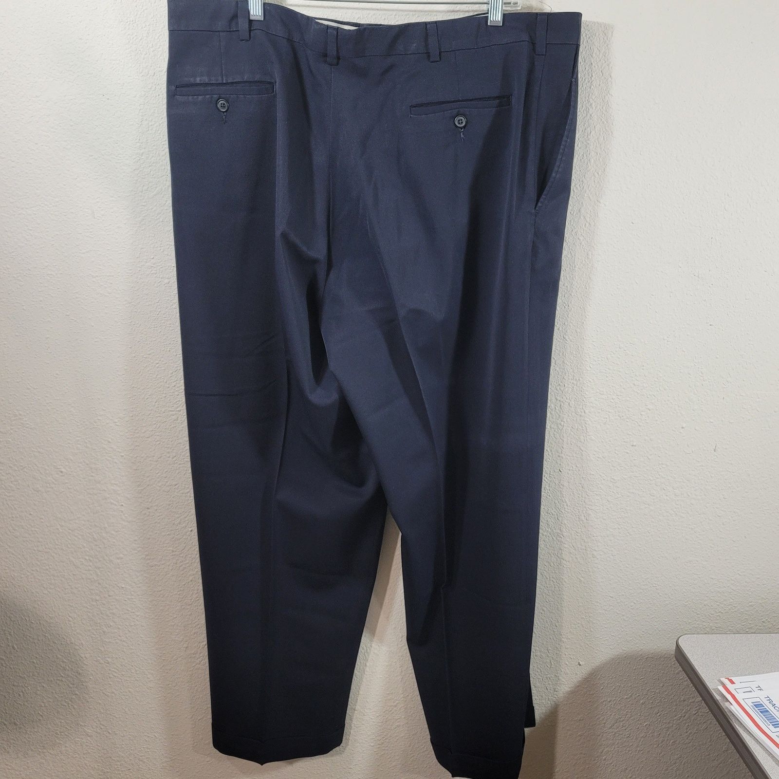 Other Lycra Plus Navy Blue Pleated Front Dress Pants 42 Size US 42 / EU 58 - 2 Thumbnail