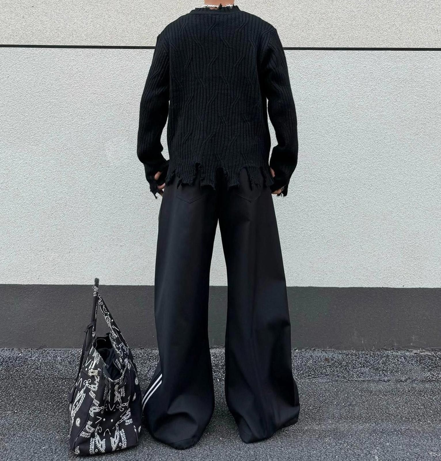 Japanese Brand Distressed Ribbed Knit Sweater, Buttoned Pullover Size US M / EU 48-50 / 2 - 5 Thumbnail