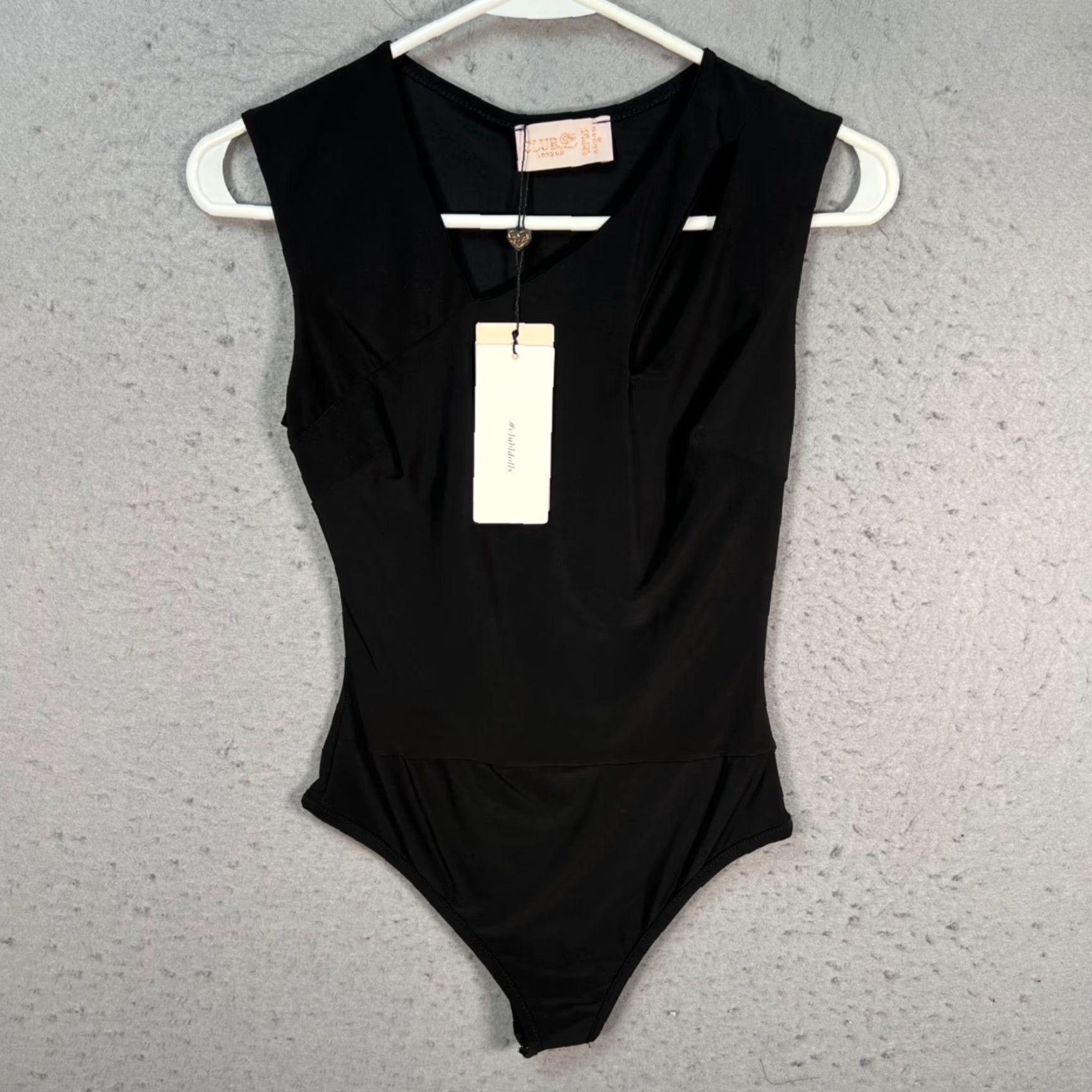 Vintage Club London Womens Bodysuit 8 Black Sleeveless Shirt? Size M / US 6-8 / IT 42-44 - 2 Thumbnail