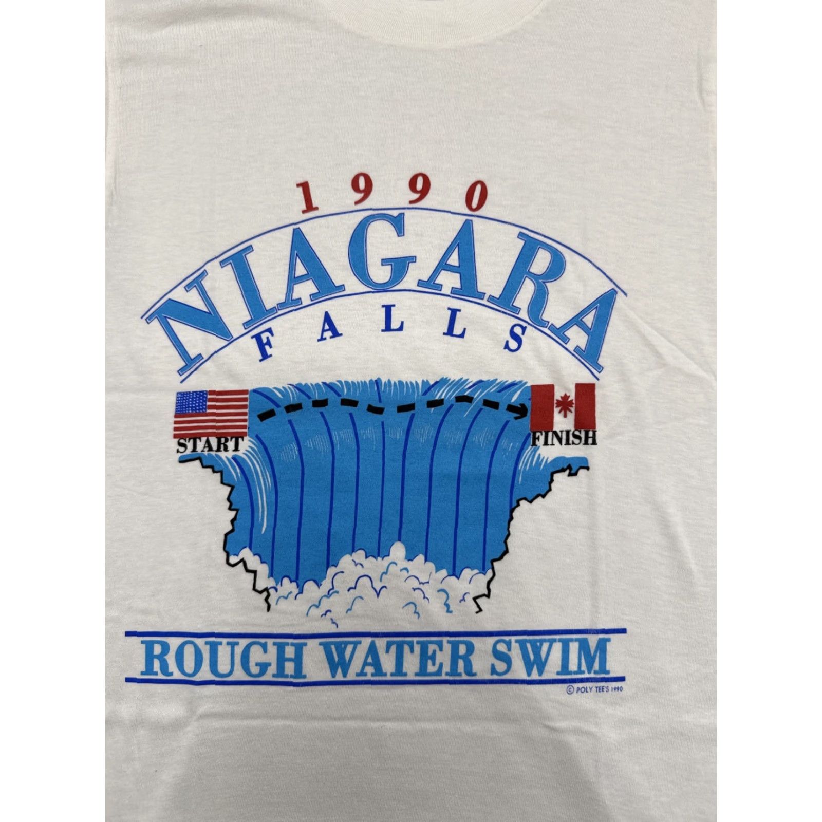 Vintage VTG 1990 Niagara Falls Rough Water Swim United States Canada Single Stitch SZ S Shirt Mens White Cotton 90s Nature Canada Size US S / EU 44-46 / 1 - 2 Thumbnail