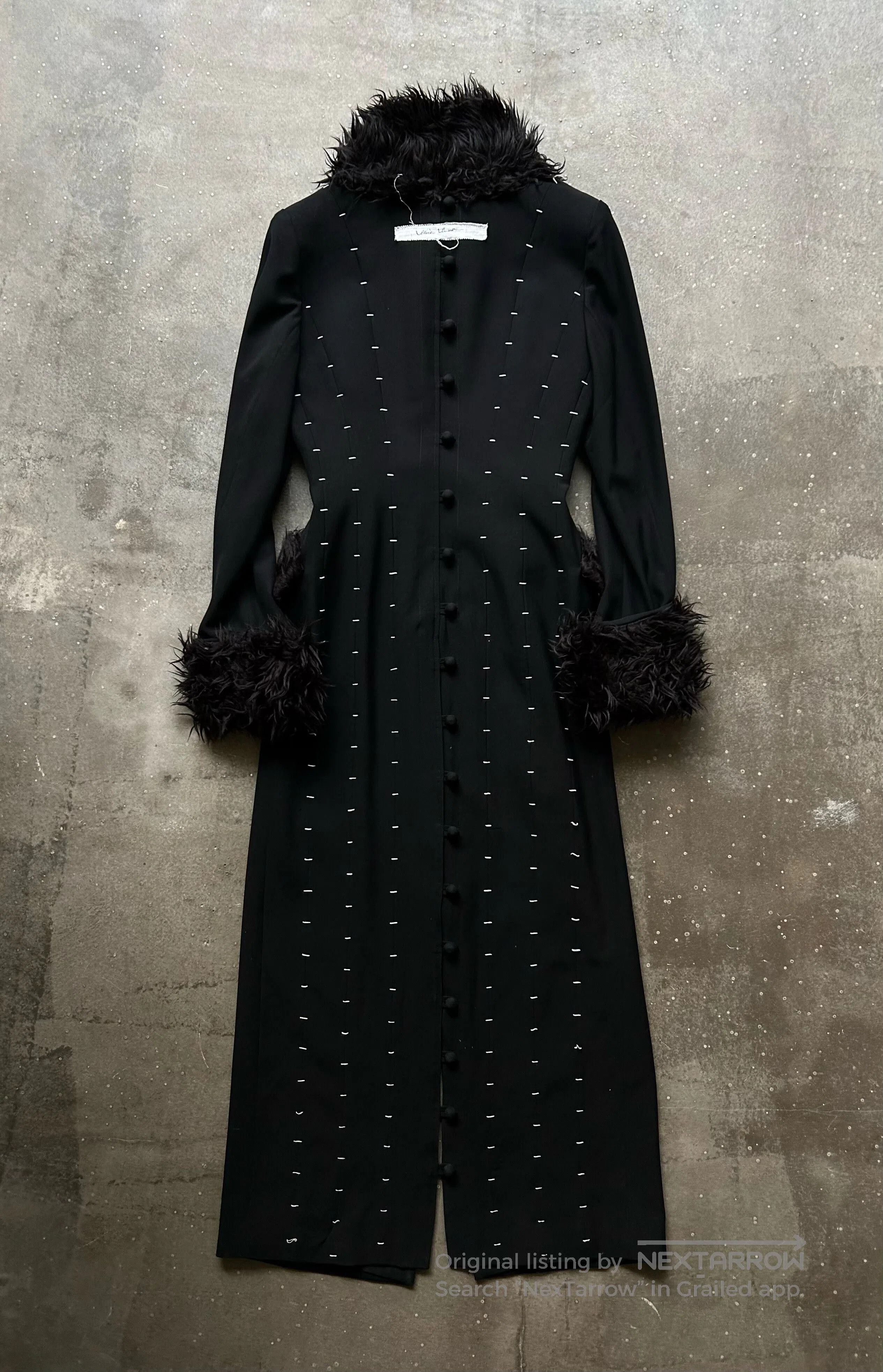 Japanese Brand black gothic wool coat with faux fur. Size M / US 6-8 / IT 42-44 - 3 Thumbnail