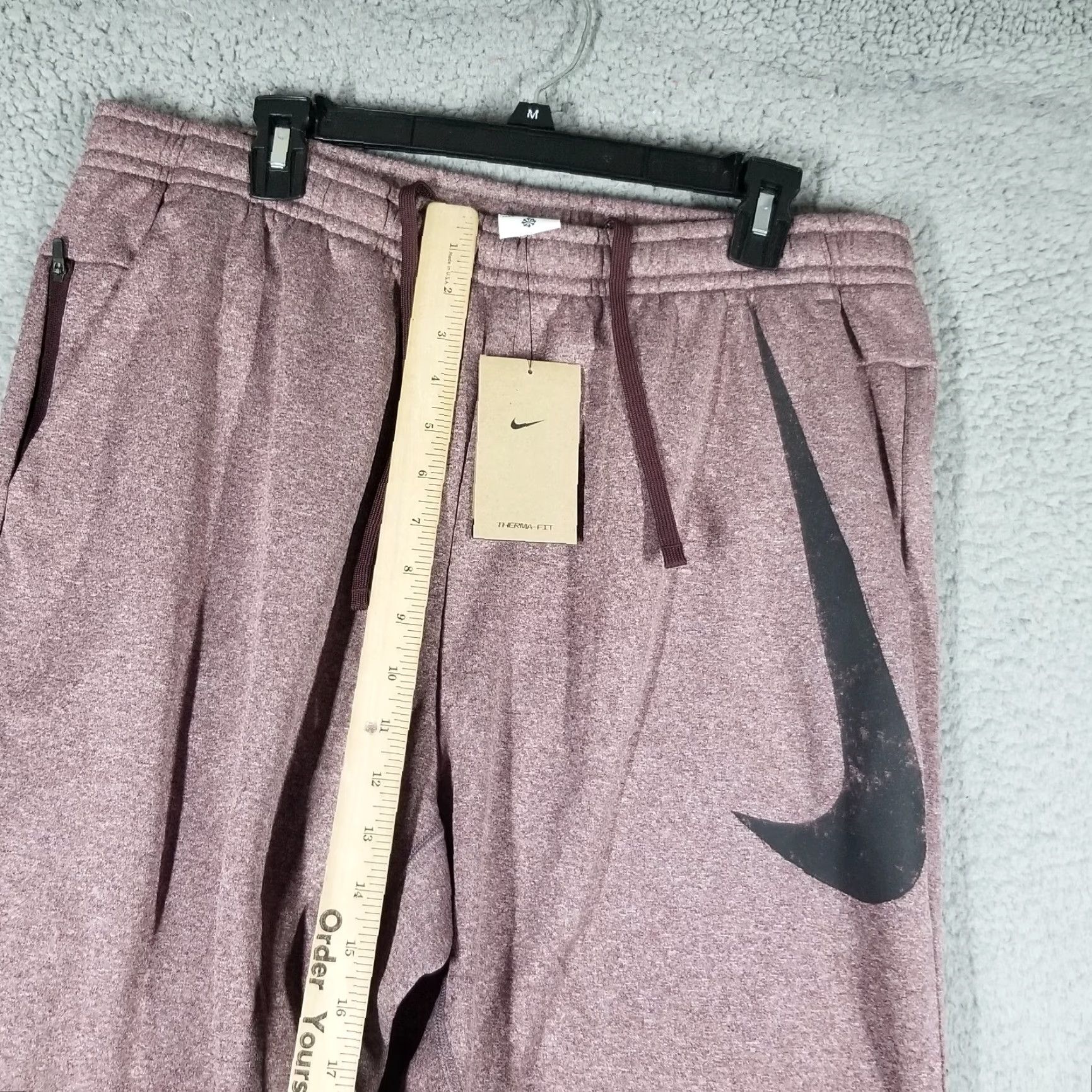 Nike Nike Therma-FIT Jogger Pants Large Mens Burgundy Black Fleece Tapered FZ1074-652 Size US 33 - 6 Thumbnail