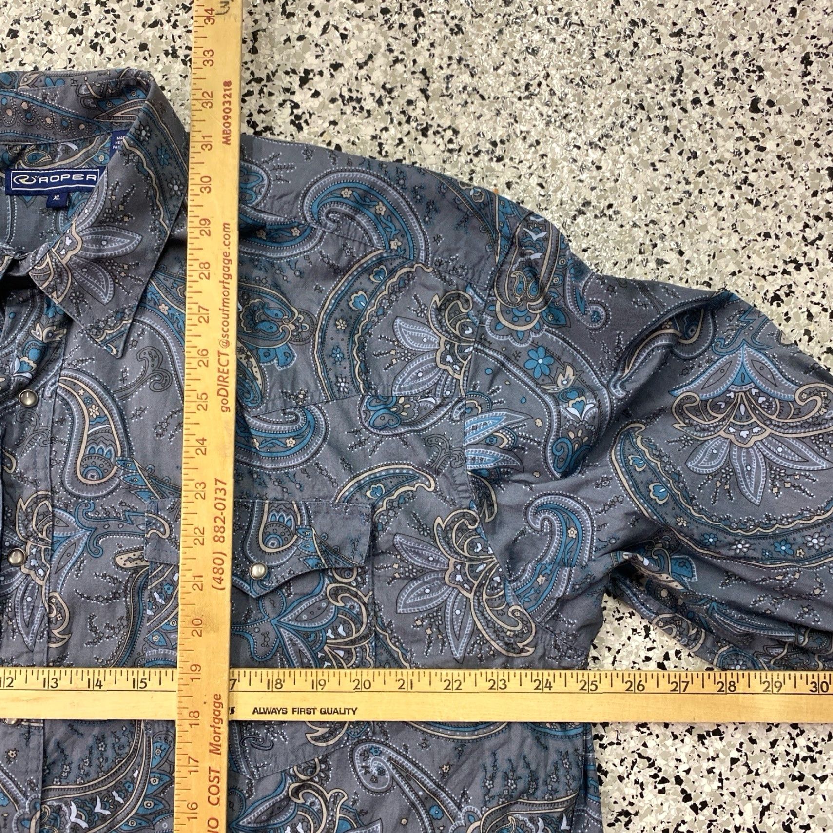 Roper VINTAGE Roper Shirt Paisley Western Pearl Snap Long Sleeve Blue XL Mens Size US XL / EU 56 / 4 - 3 Thumbnail