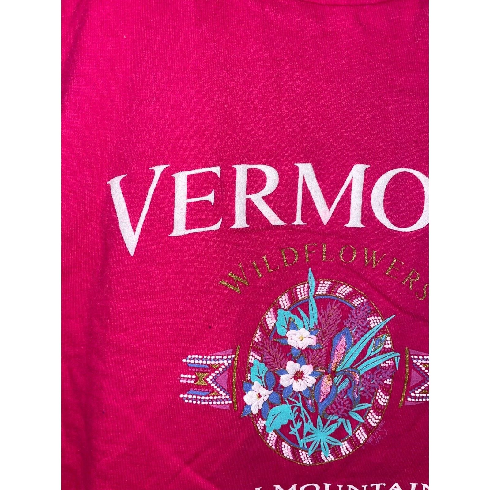 Jerzees Vintage Vermont Shirt Green Mountains Pink Tee 90s VTG Large Size US L / EU 52-54 / 3 - 4 Thumbnail