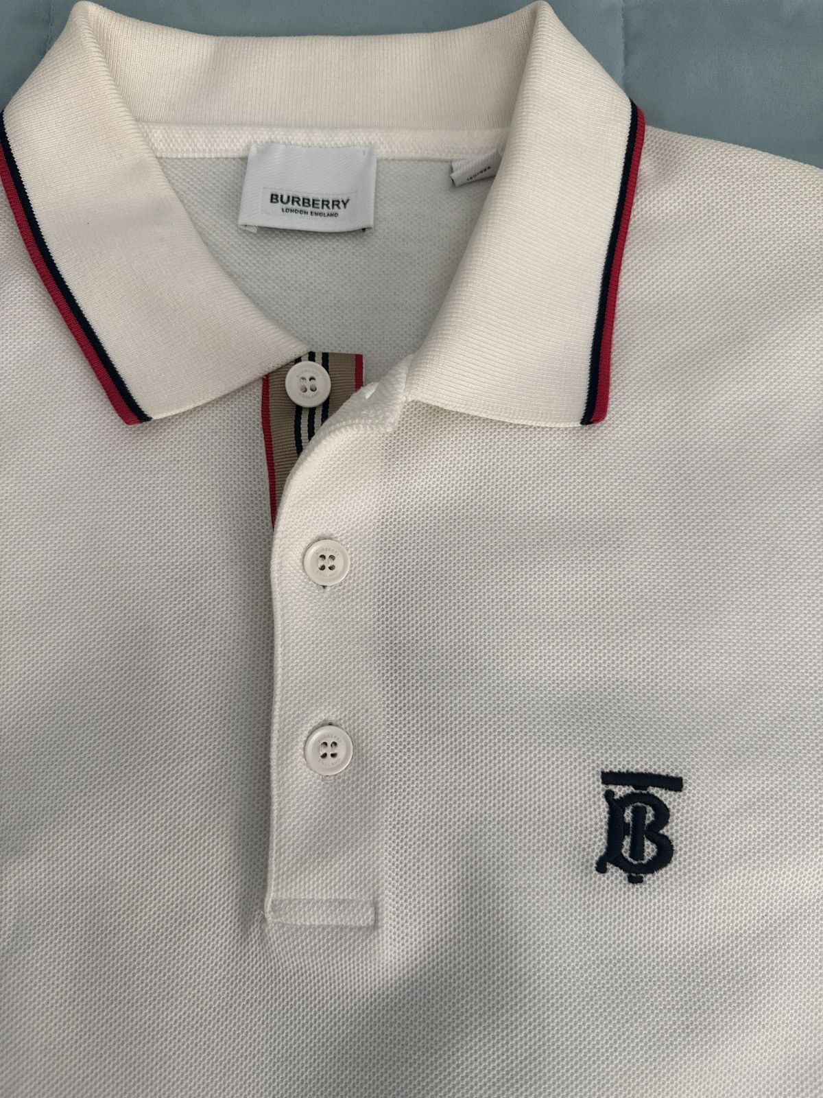 Burberry Burberry TB Logo Polo White Shirt Size US M / EU 48-50 / 2 - 2 Thumbnail