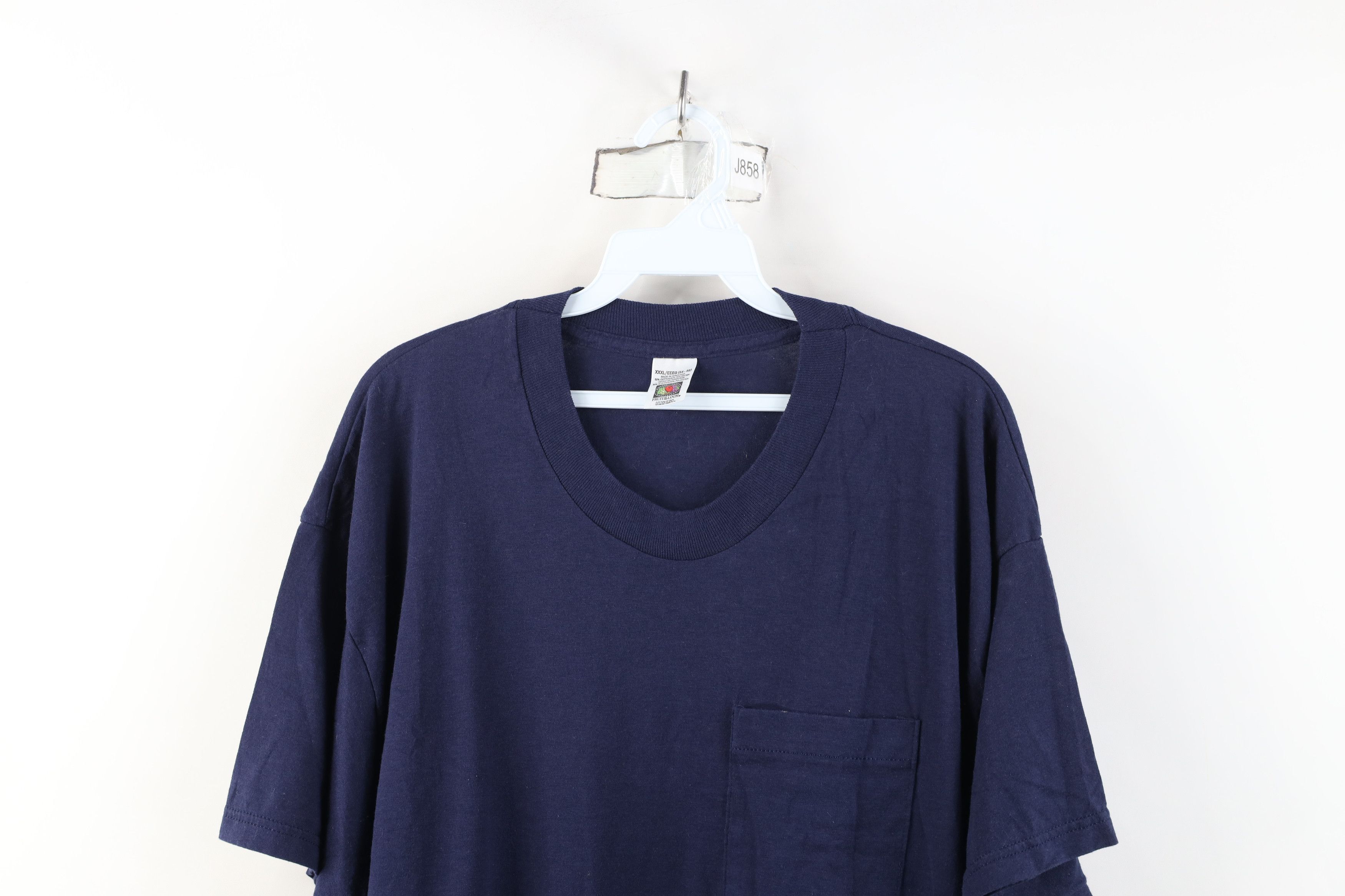 Vintage Vintage 90s Streetwear Pocket Short Sleeve T-Shirt Navy Blue Size US XXL / EU 58 / 5 - 2 Thumbnail