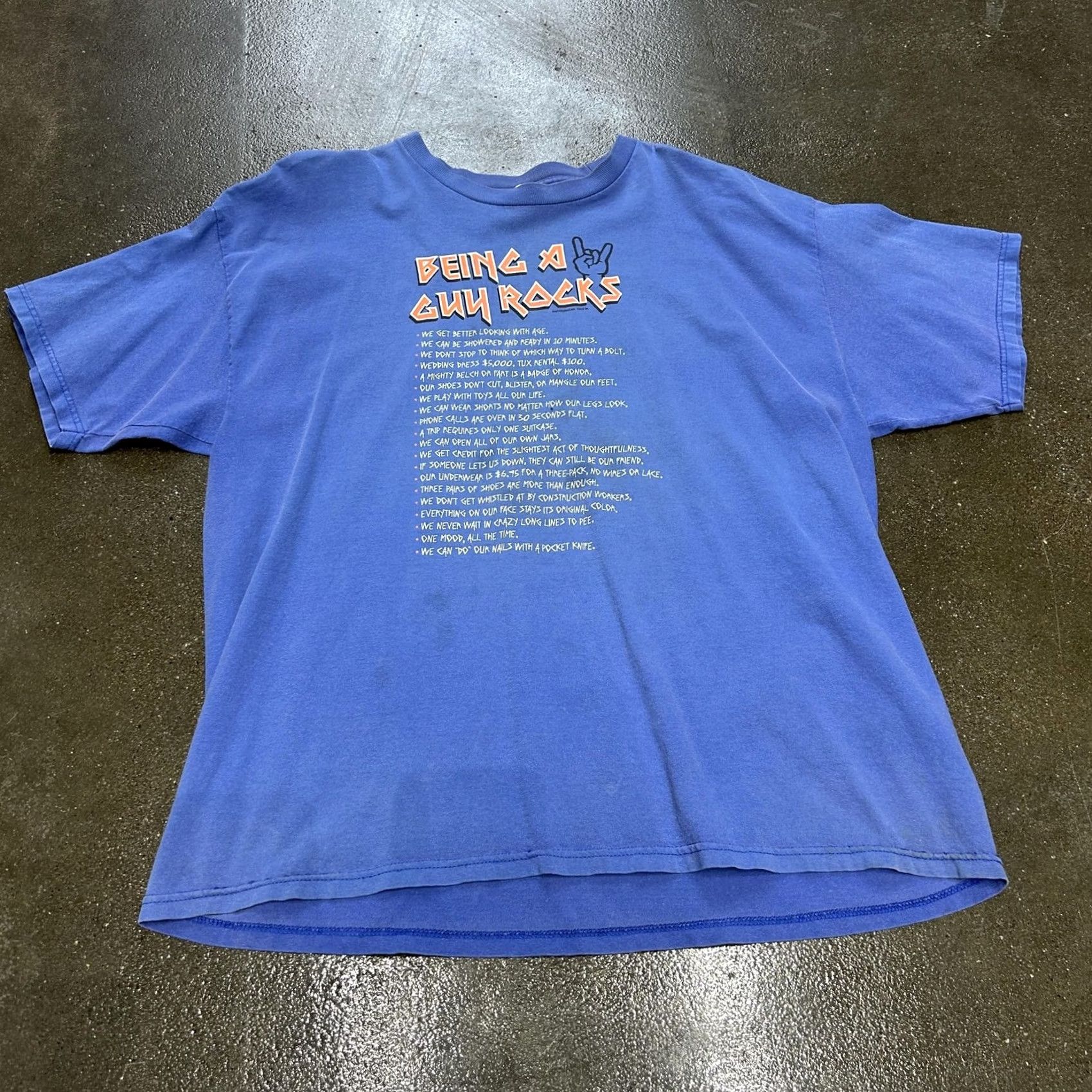 Vintage Being A Guy Rocks Shirt Mens 3XL Blue Funny Humor Graphic Tee Rock T-Shirt Size US XXL / EU 58 / 5 - 2 Thumbnail