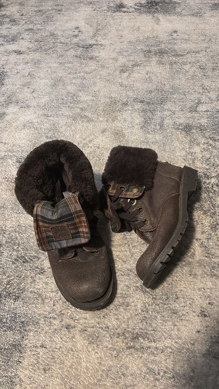 A.S.98 As98 style bear paw brown fur boots with plaid lining Size US 8.5 / EU 41-42 - 1 Thumbnail