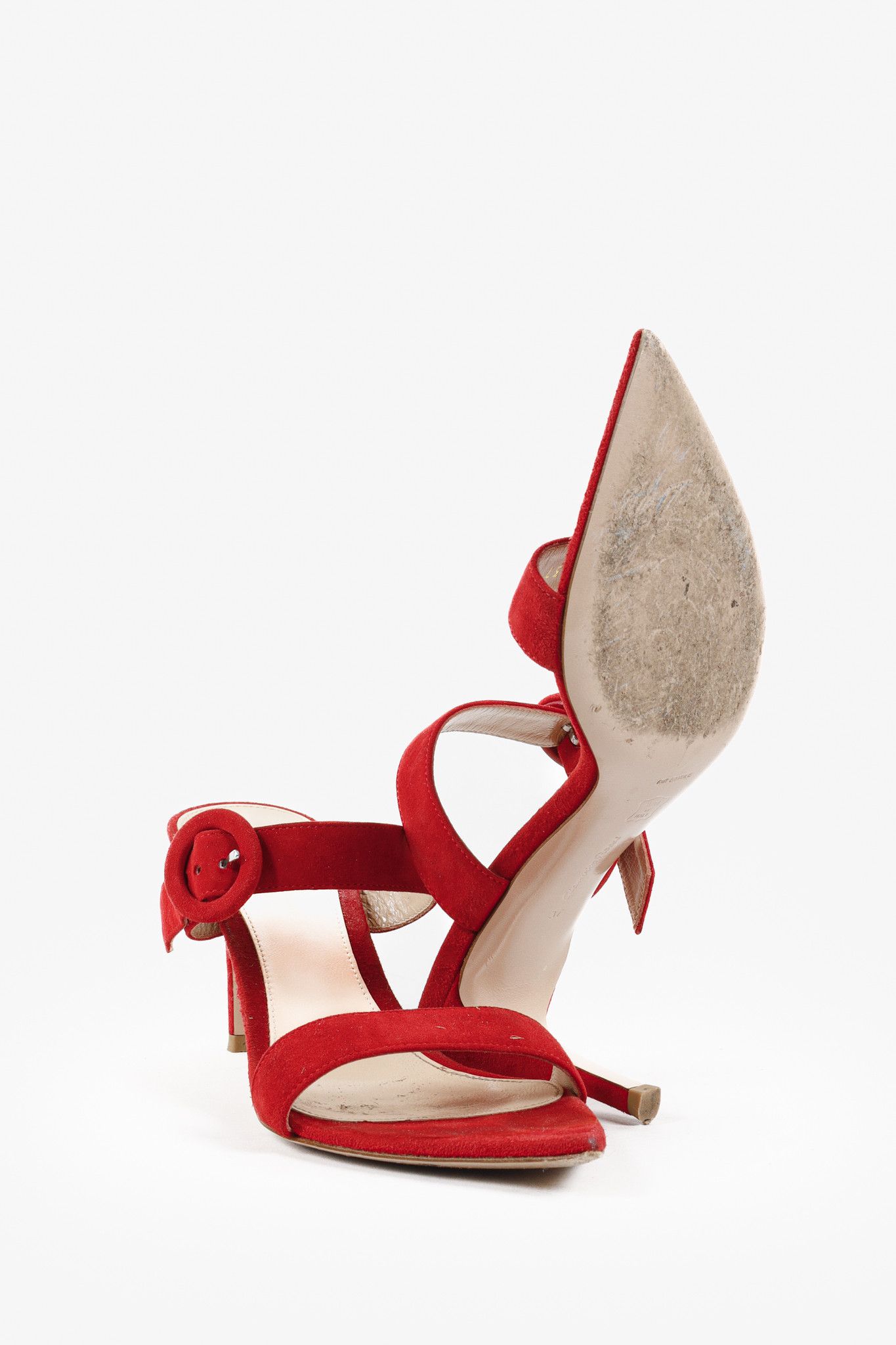 Gianvito Rossi Gianvito Rossi Red Chamois Suede Heel Sandals Size US 6.5 / IT 36.5 - 4 Thumbnail