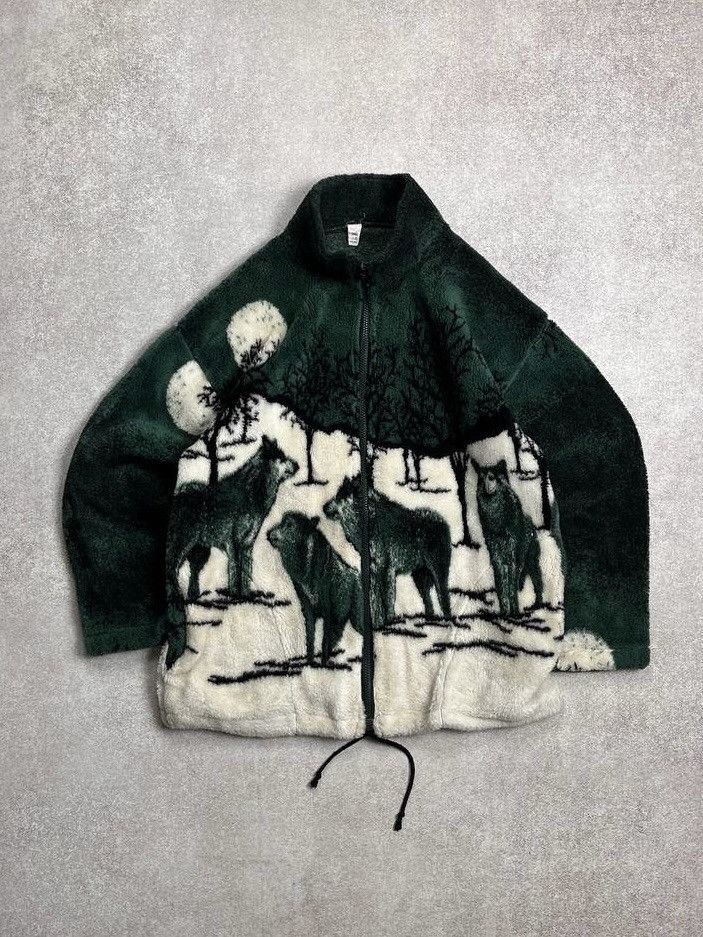 Other Vintage Wolf Allowerprint Fleece Sherpa Jaclet XS Size US XS / EU 42 / 0 - 1 Thumbnail