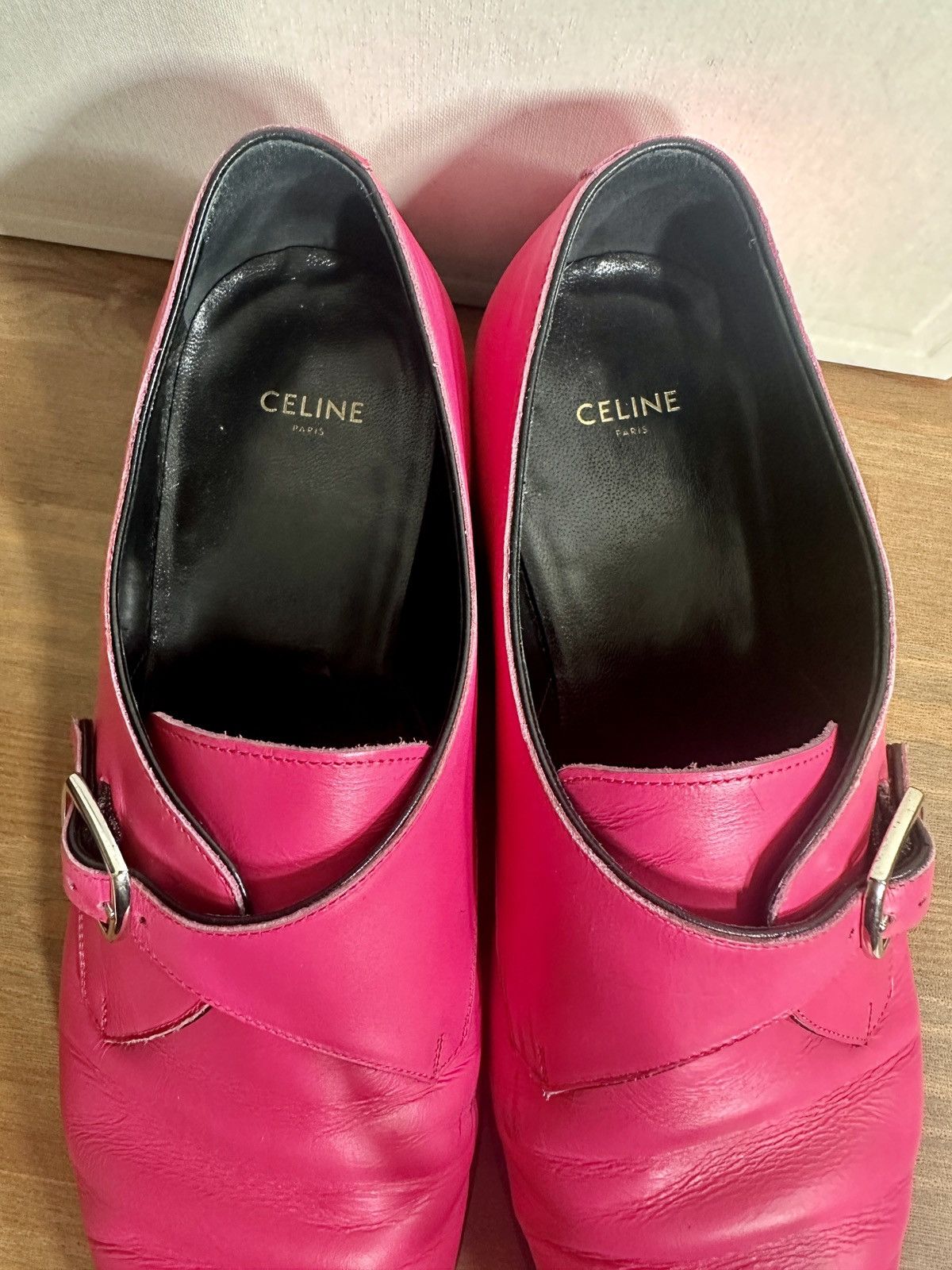 Celine × Hedi Slimane SS19 CELINE by HEDI HOT PINK JACNO MONKSTRAP BUCKLE DERBY Size US 8 / EU 41 - 4 Thumbnail