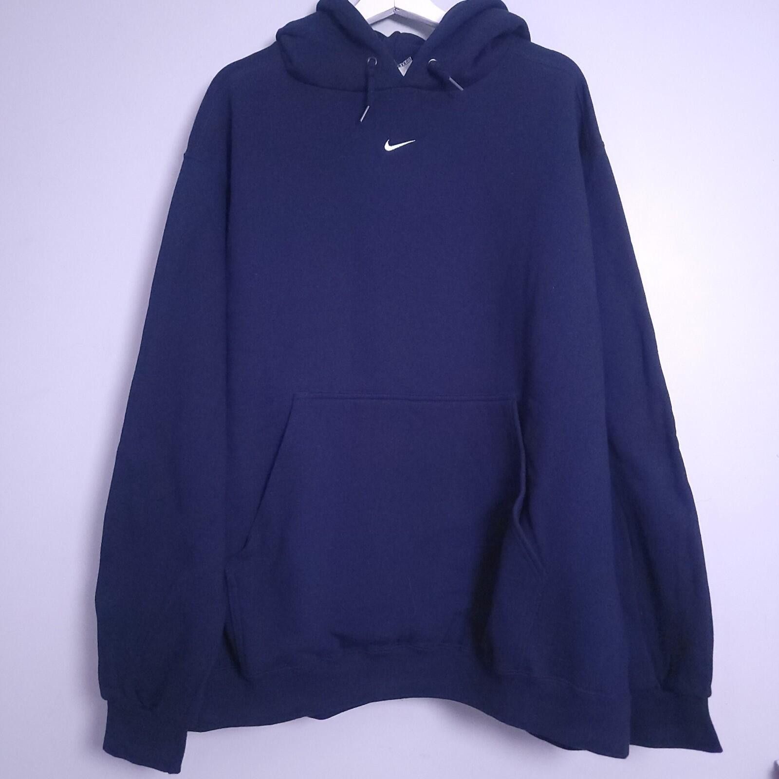Nike Vintage 90s Nike Hoodie XL Navy Blue Center Swoosh USA Size US XL / EU 56 / 4 - 2 Thumbnail