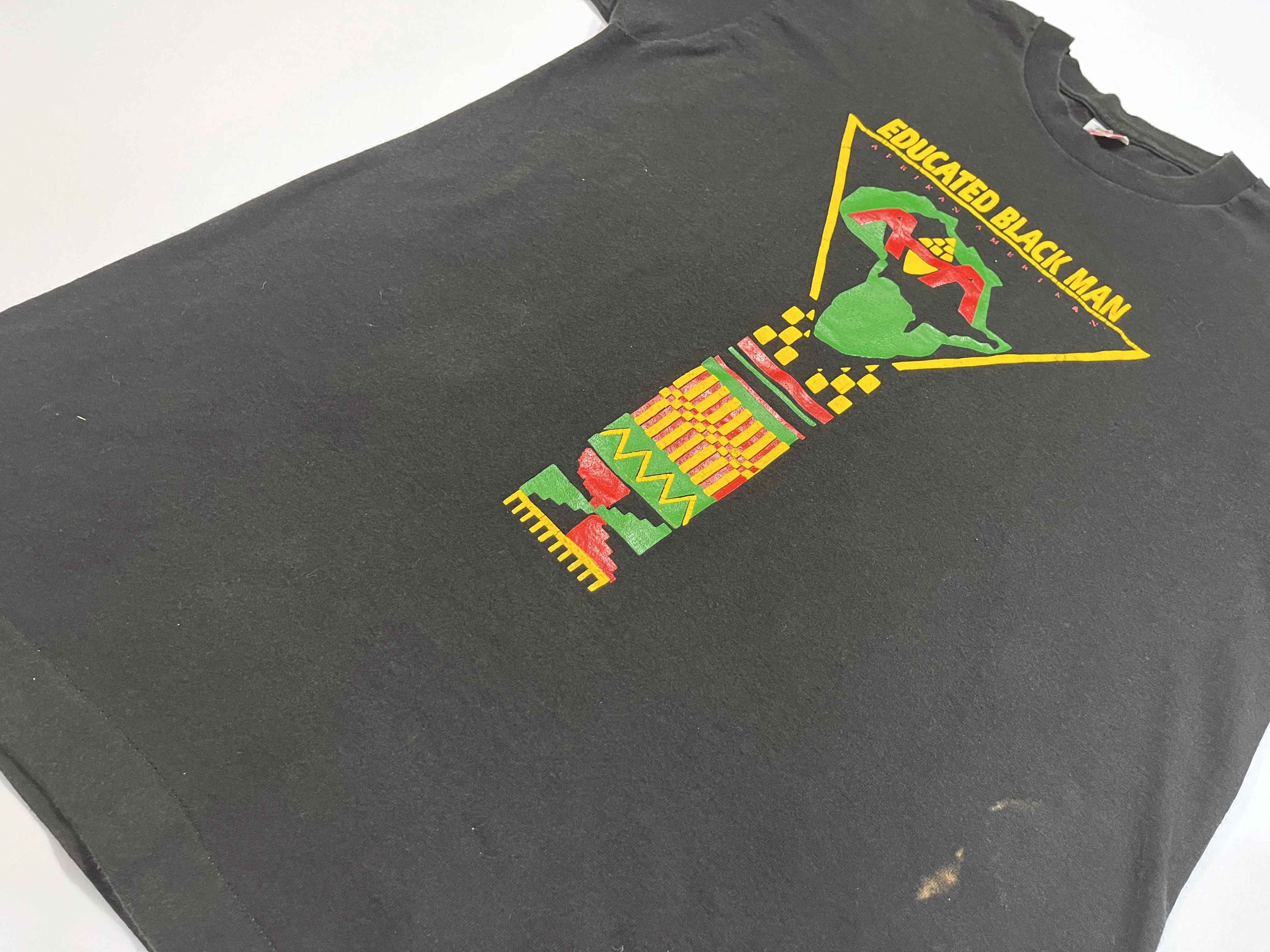 Fruit Of The Loom Vintage FOTL Educated Black Man Malcolm X T-Shirt Size US L / EU 52-54 / 3 - 8 Thumbnail