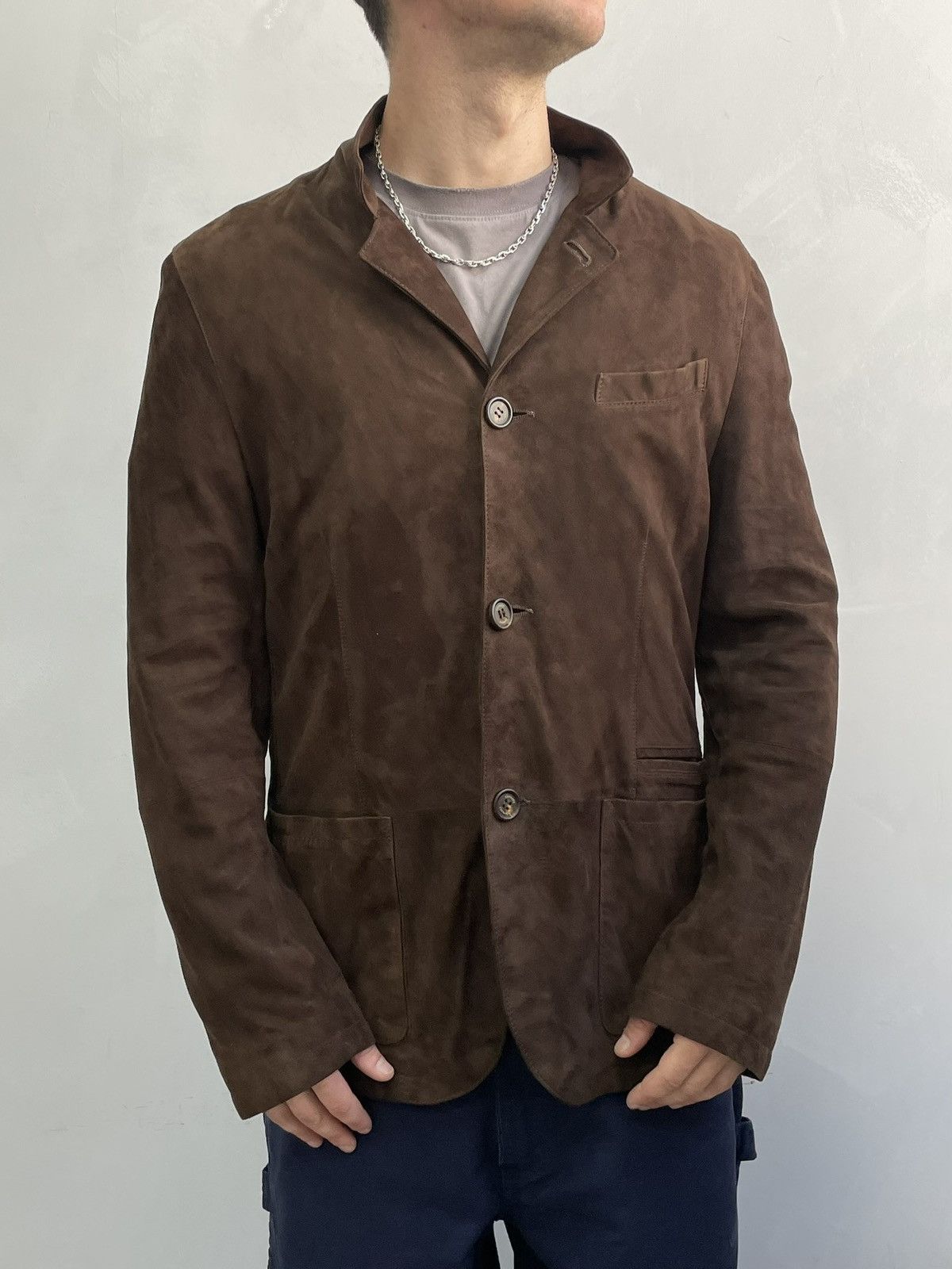 Japanese Brand Rare suede japanese Leather jacket blazer 90s Size US L / EU 52-54 / 3 - 1 Thumbnail