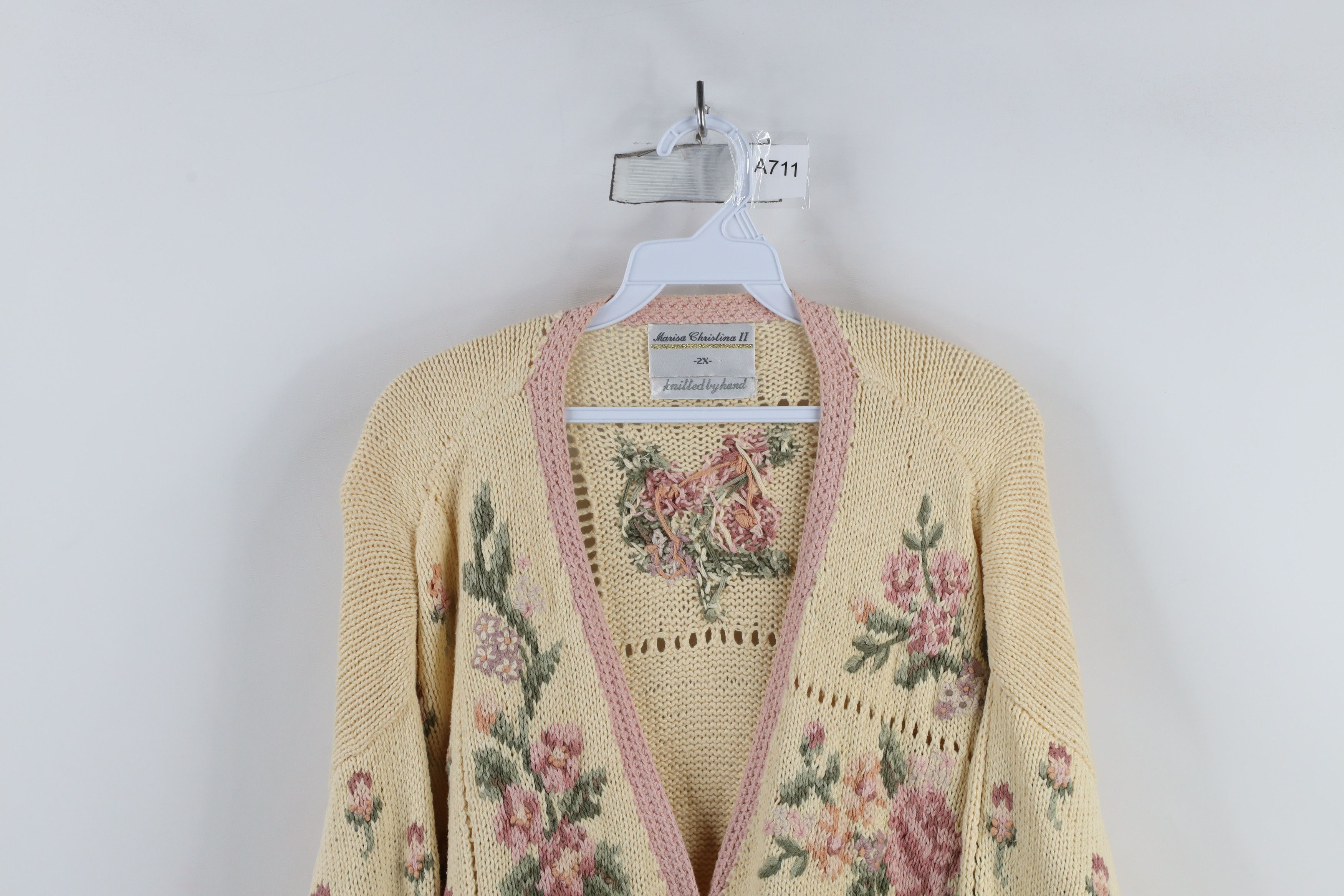 Vintage Vintage 90s Streetwear Flower Floral Button Cardigan Sweater Size XXL / US 16-18 / IT 52-54 - 2 Thumbnail