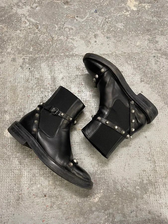 Balenciaga Balenciaga Black Studded High Ankle Leather Boots Size US 6 / IT 36 - 3 Thumbnail