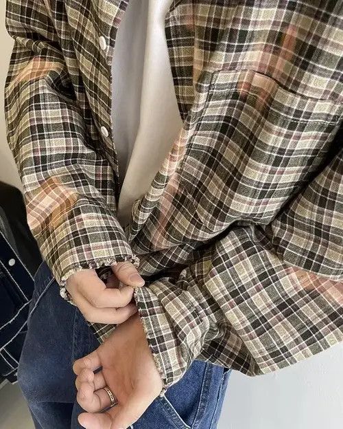 Japanese Brand Outdoor retro dyed plaid check frayed button up shirt Size US L / EU 52-54 / 3 - 4 Thumbnail
