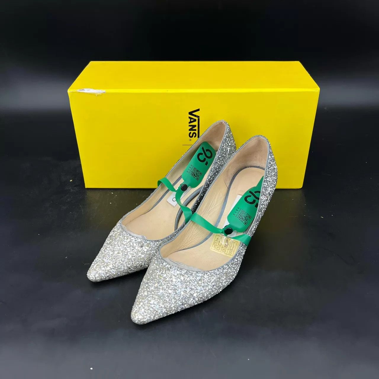 Jimmy Choo Silver Sequin Heels 36 Near New Box