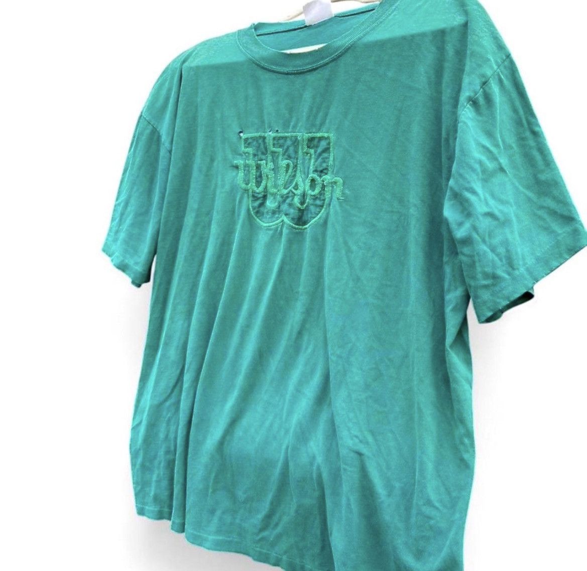 Wilson Vintage 90s Wilson Green Embroidered Logo Athletic T-Shirt Size US L / EU 52-54 / 3 - 3 Thumbnail