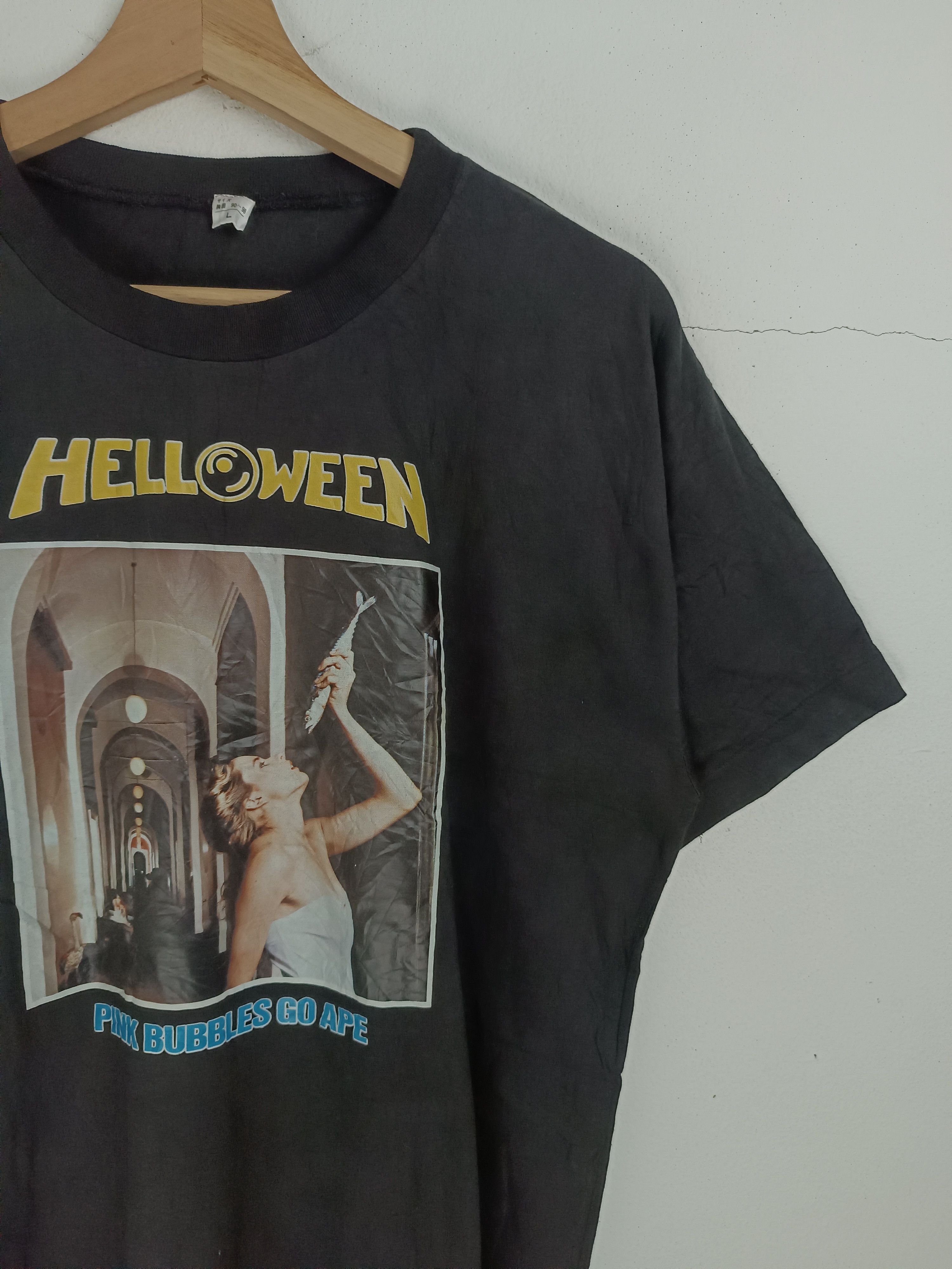 Band Tees VINTAGE 90'S HELLOWEEN PINK BUBBLES POWER METAL TEE meatloaf Size US M / EU 48-50 / 2 - 5 Thumbnail